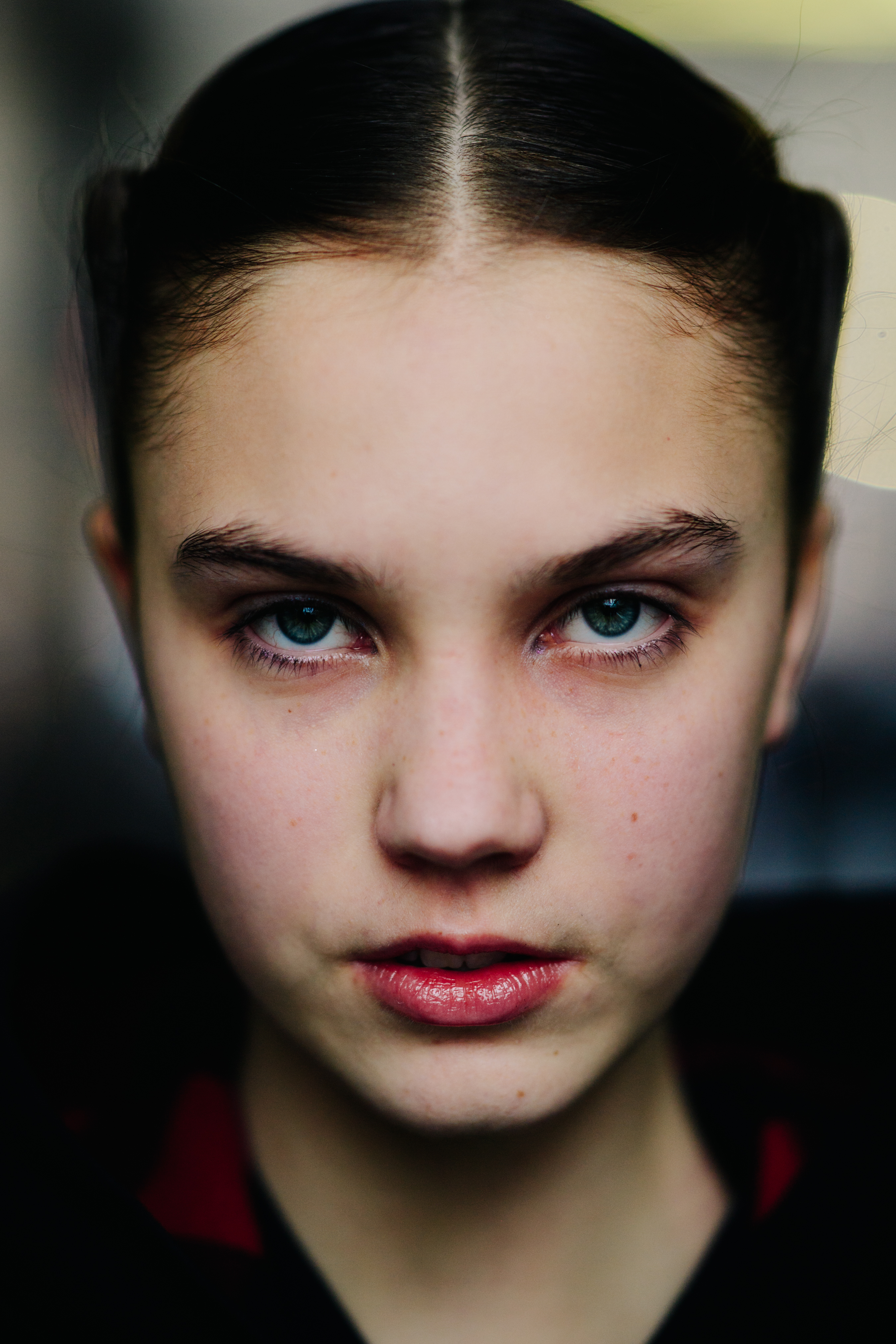Portrait of a model with tied hair