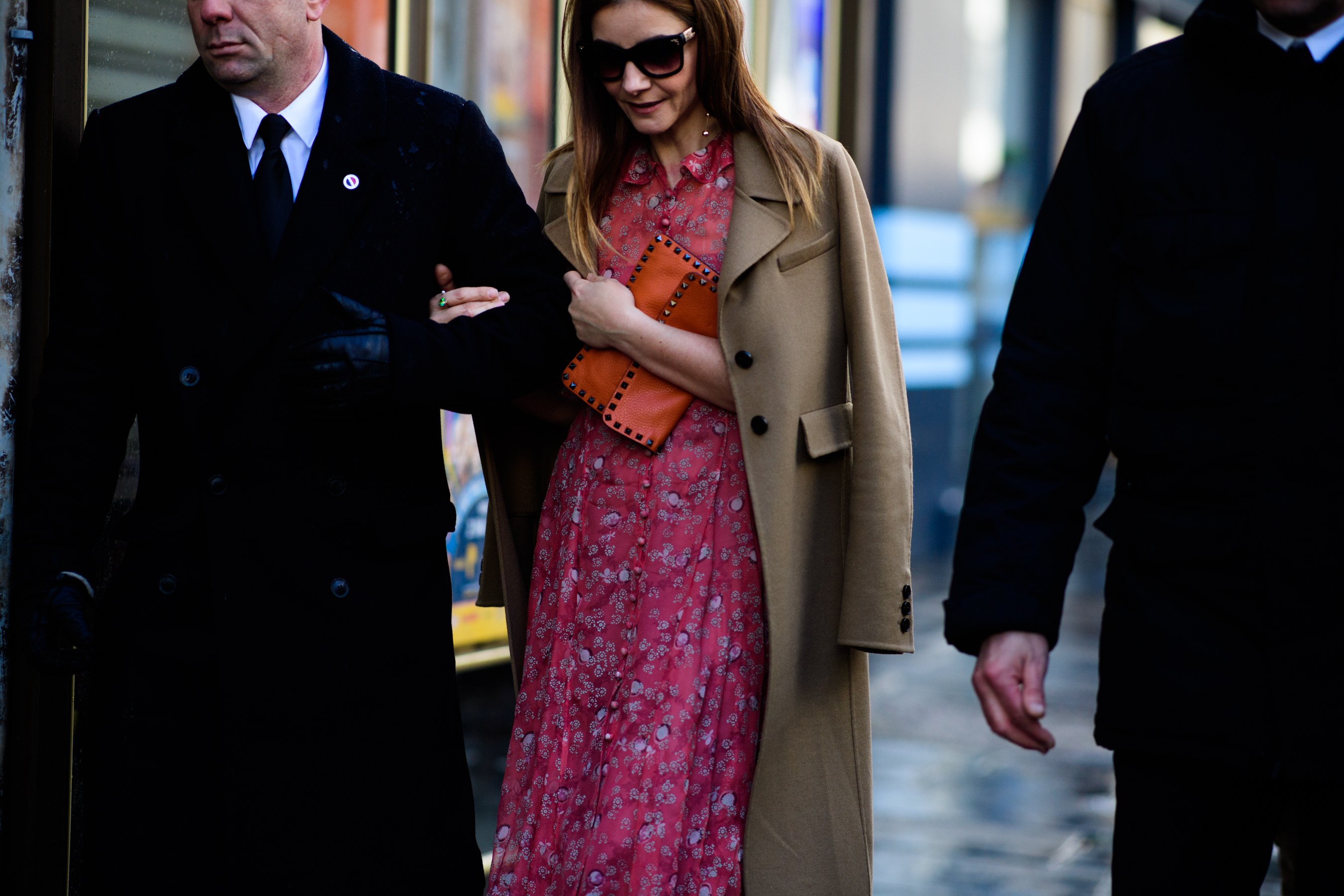 Woman wearing floral dress before the show