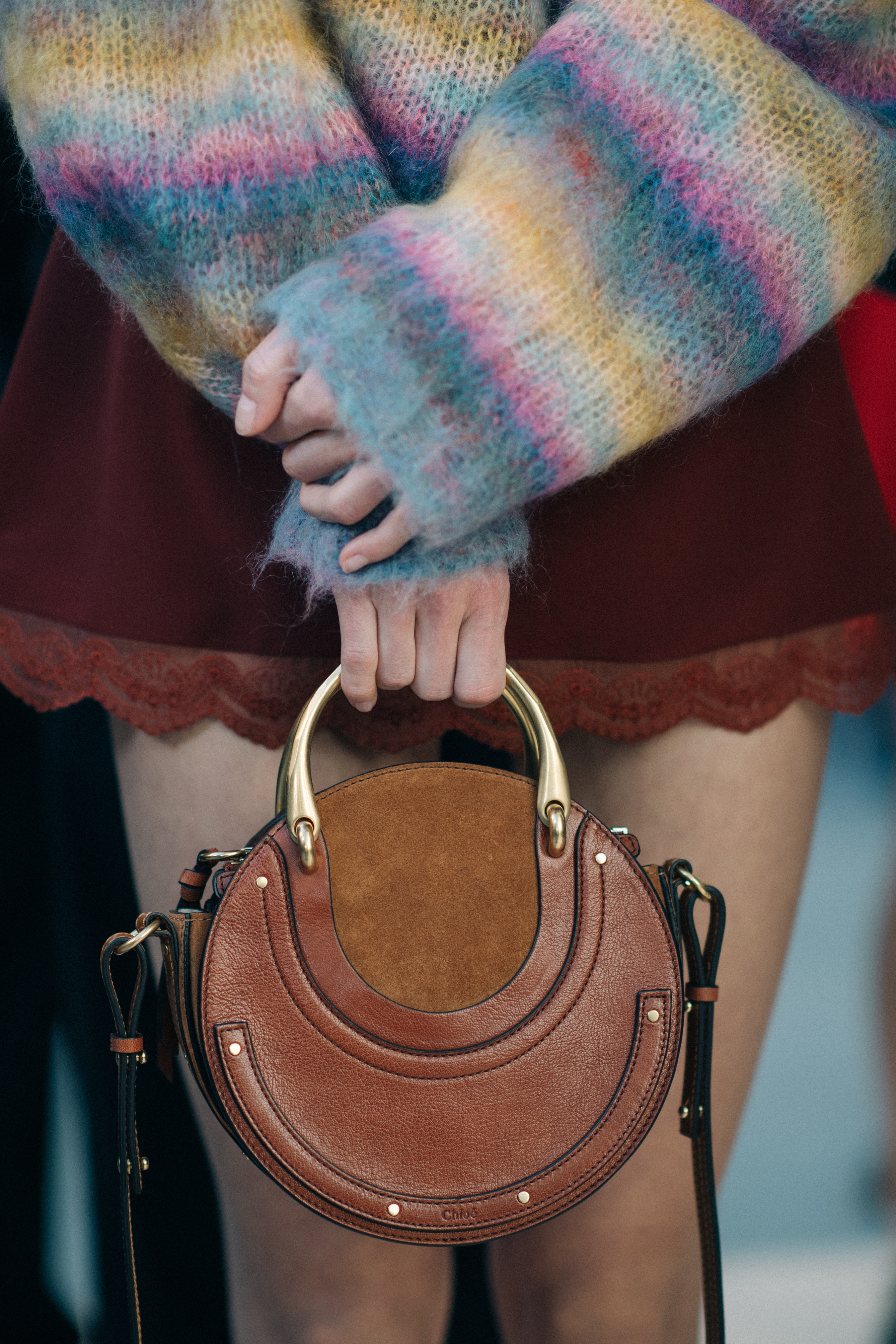Model Martyna Budna holding bag