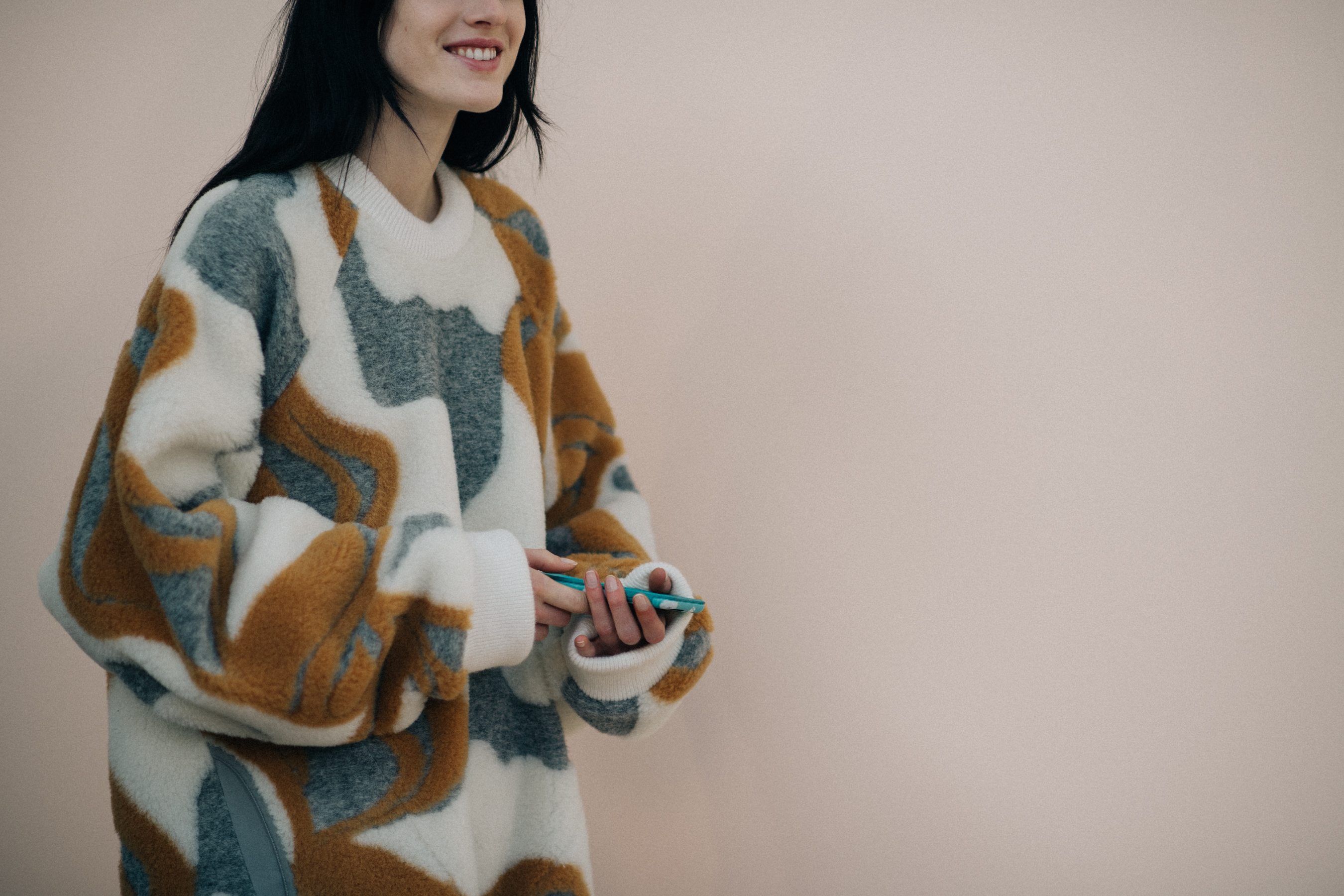 Model Sarah Brannon wearing oversized sweater