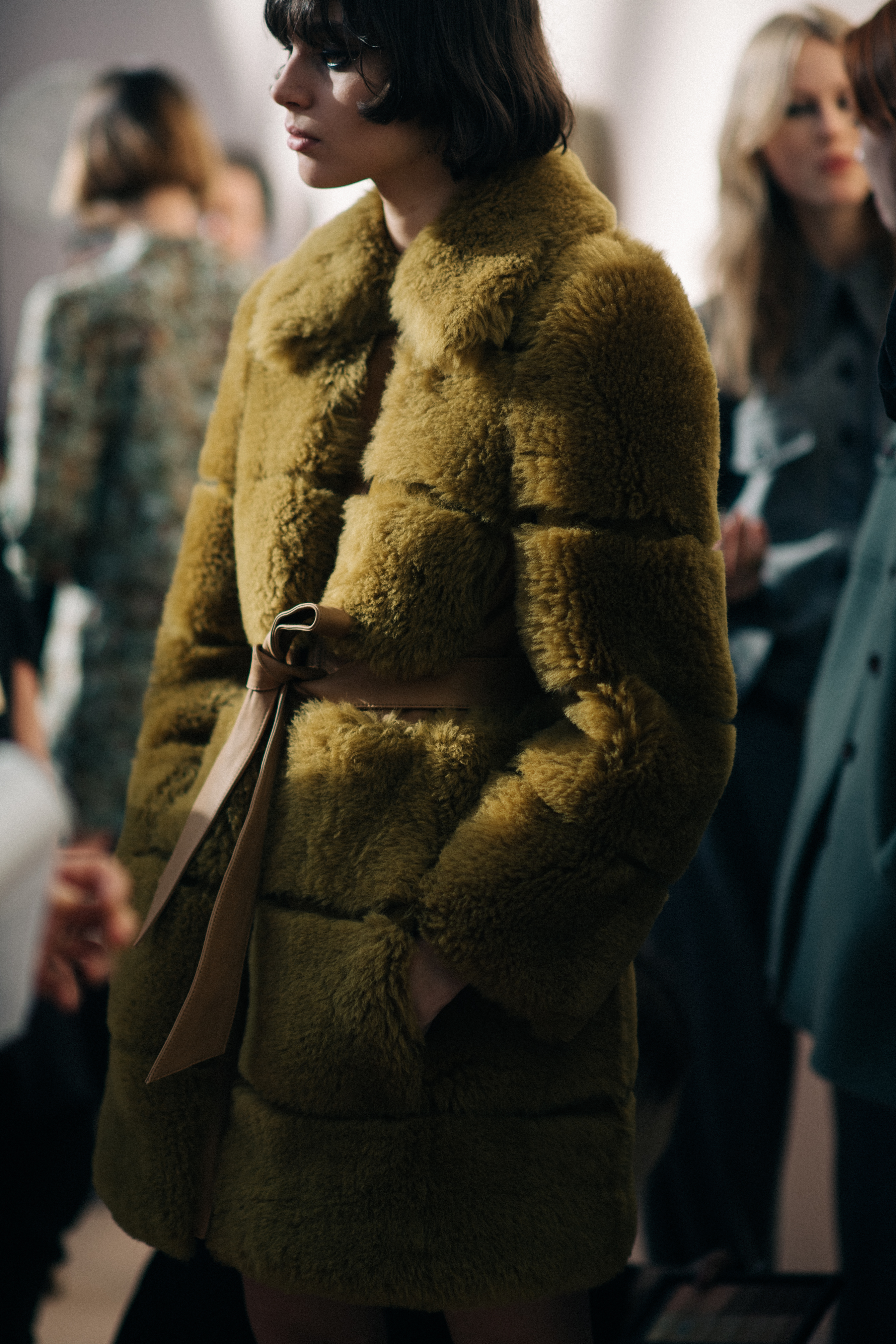 Model Charlee Fraser wearing fur coat