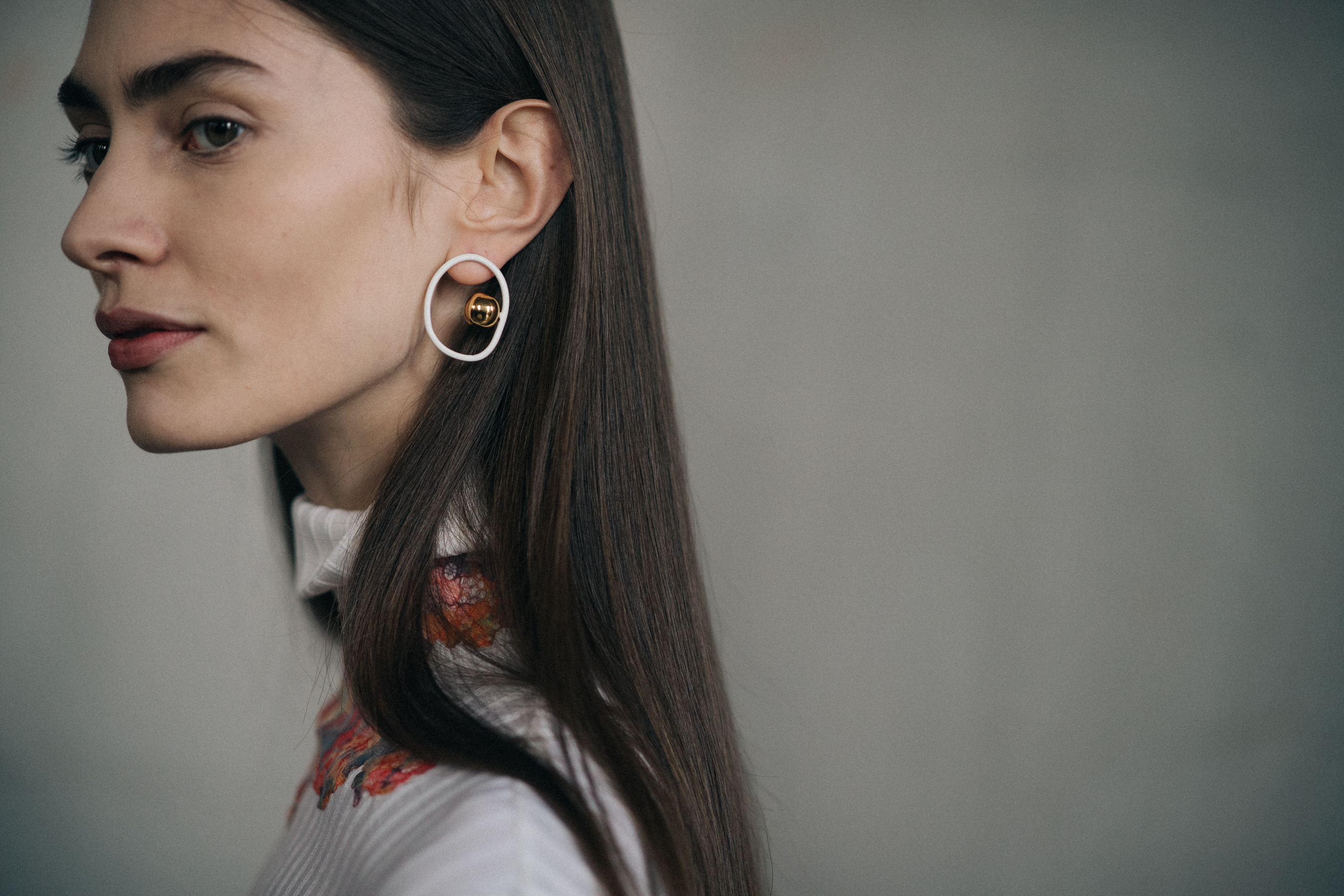 Model Marine Deleeuw wearing earring