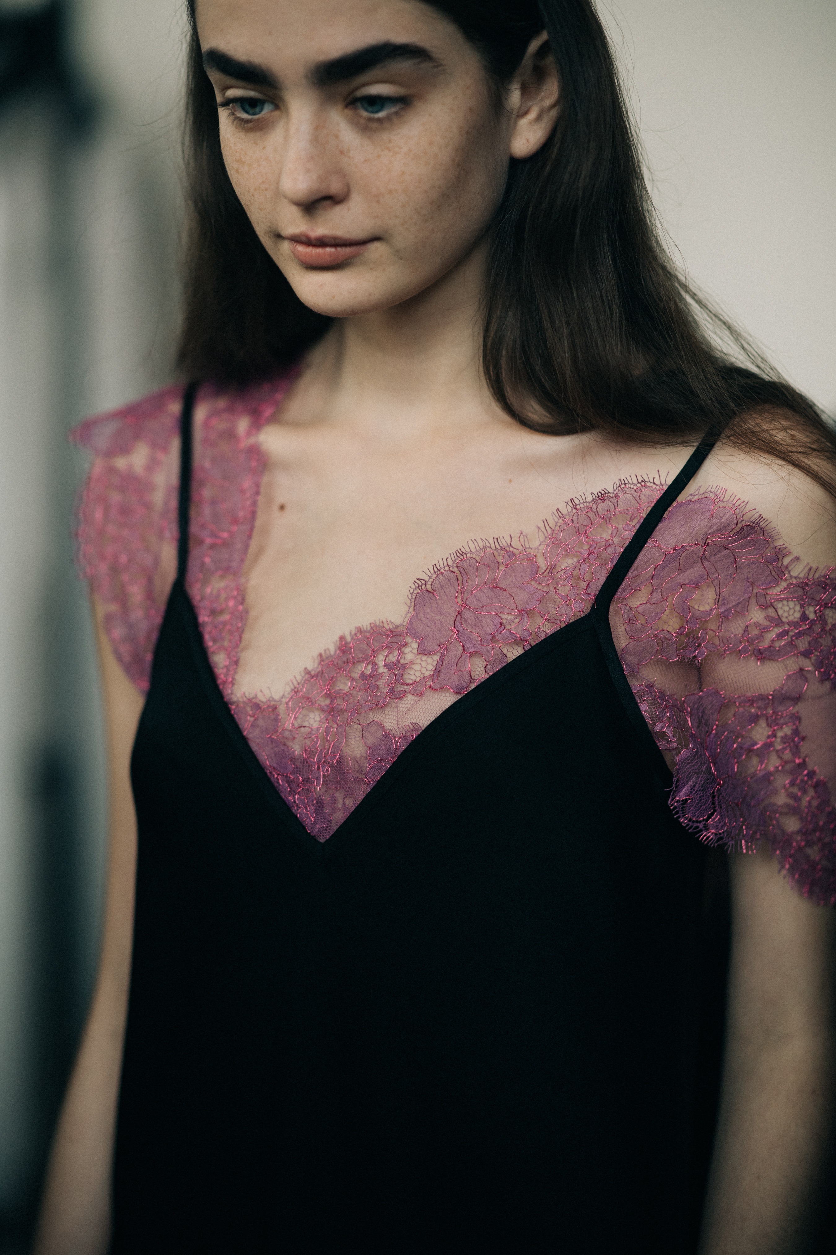 Model Alisha Nesvat wearing slip dress