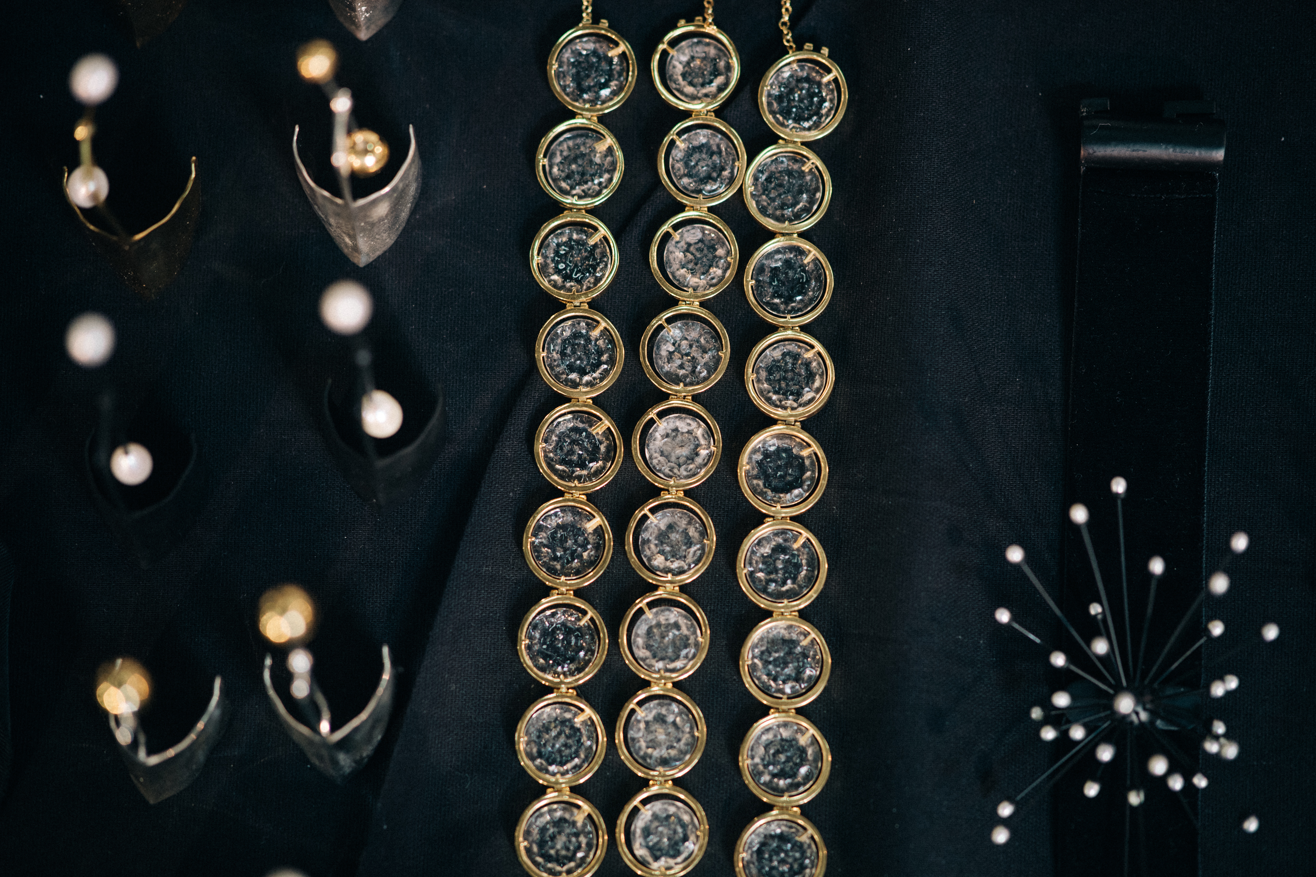 Jewellery laid out before the show