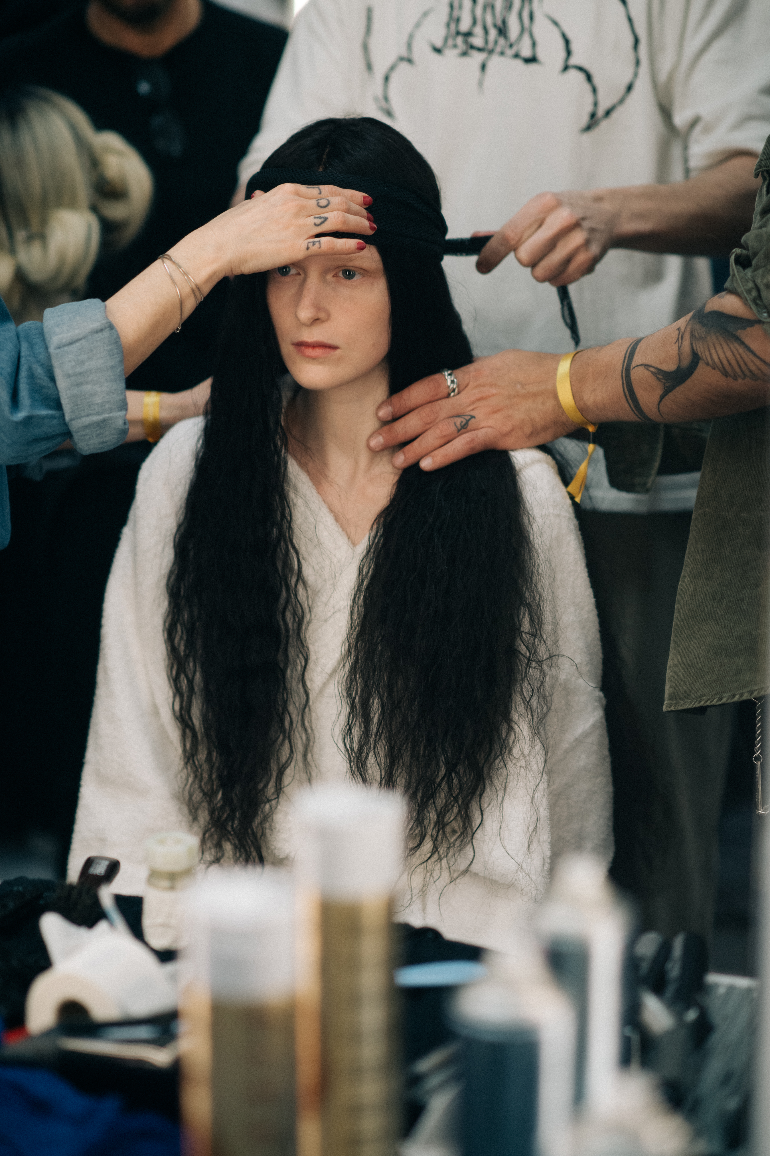 Model with long hair