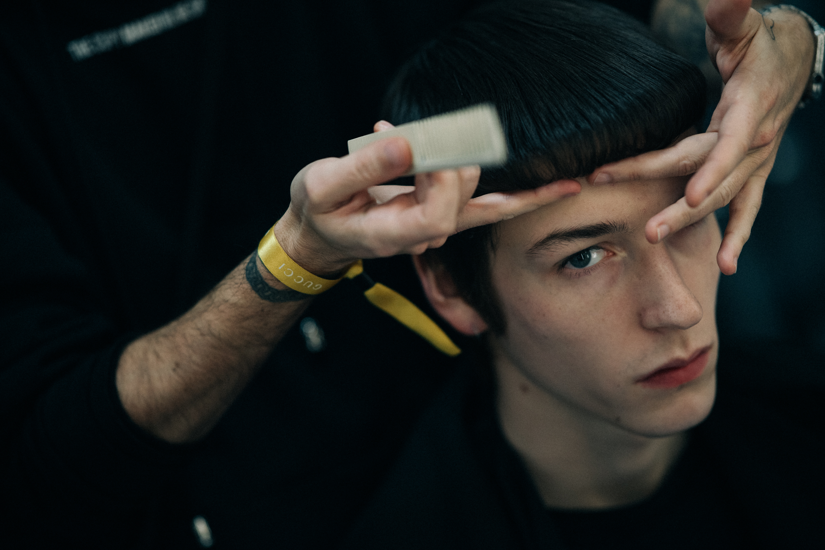 Male model before the show