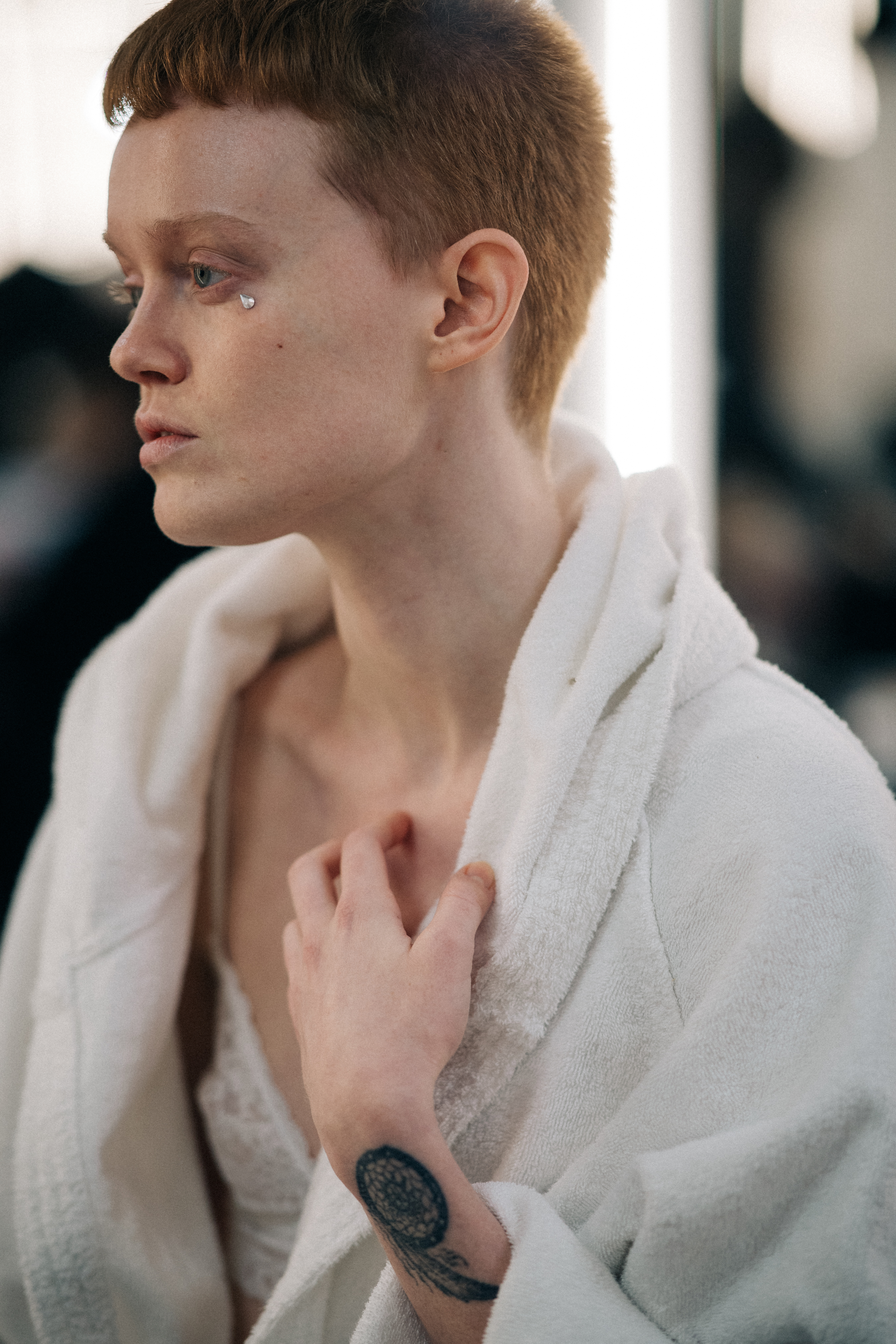 Model with short hair