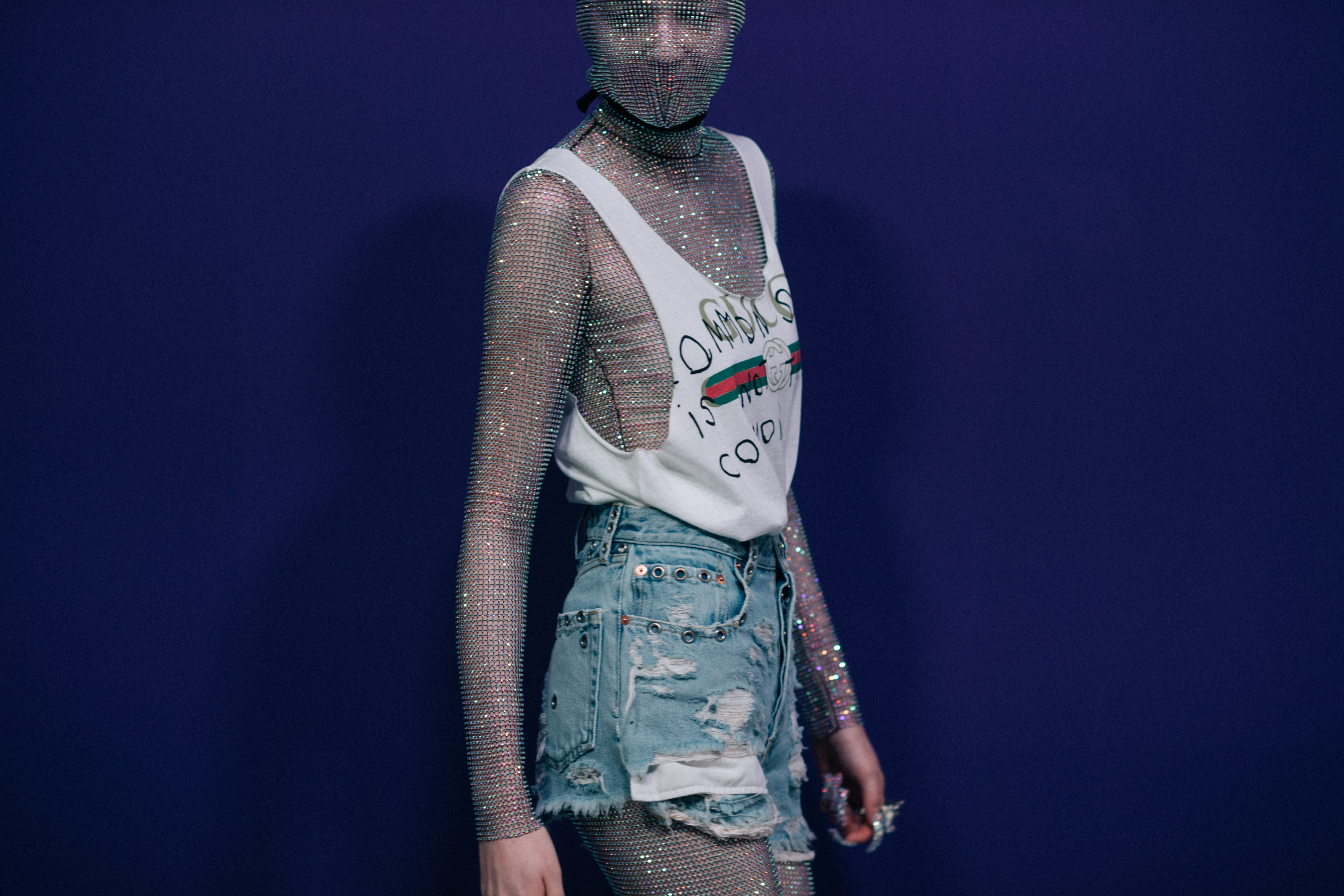 Aline Dentler wearing short and t-shirt