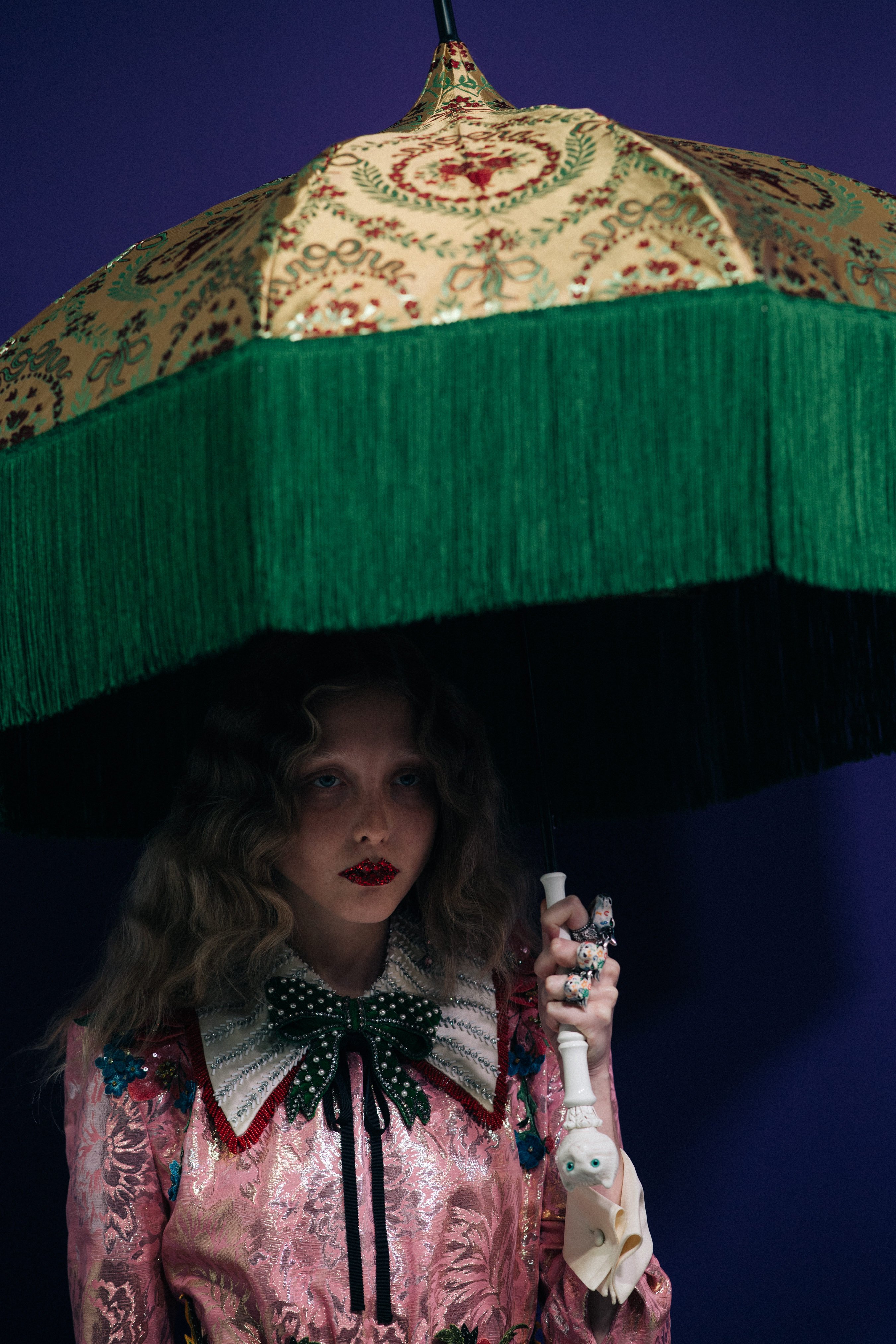 Franny Cowap with big umbrella