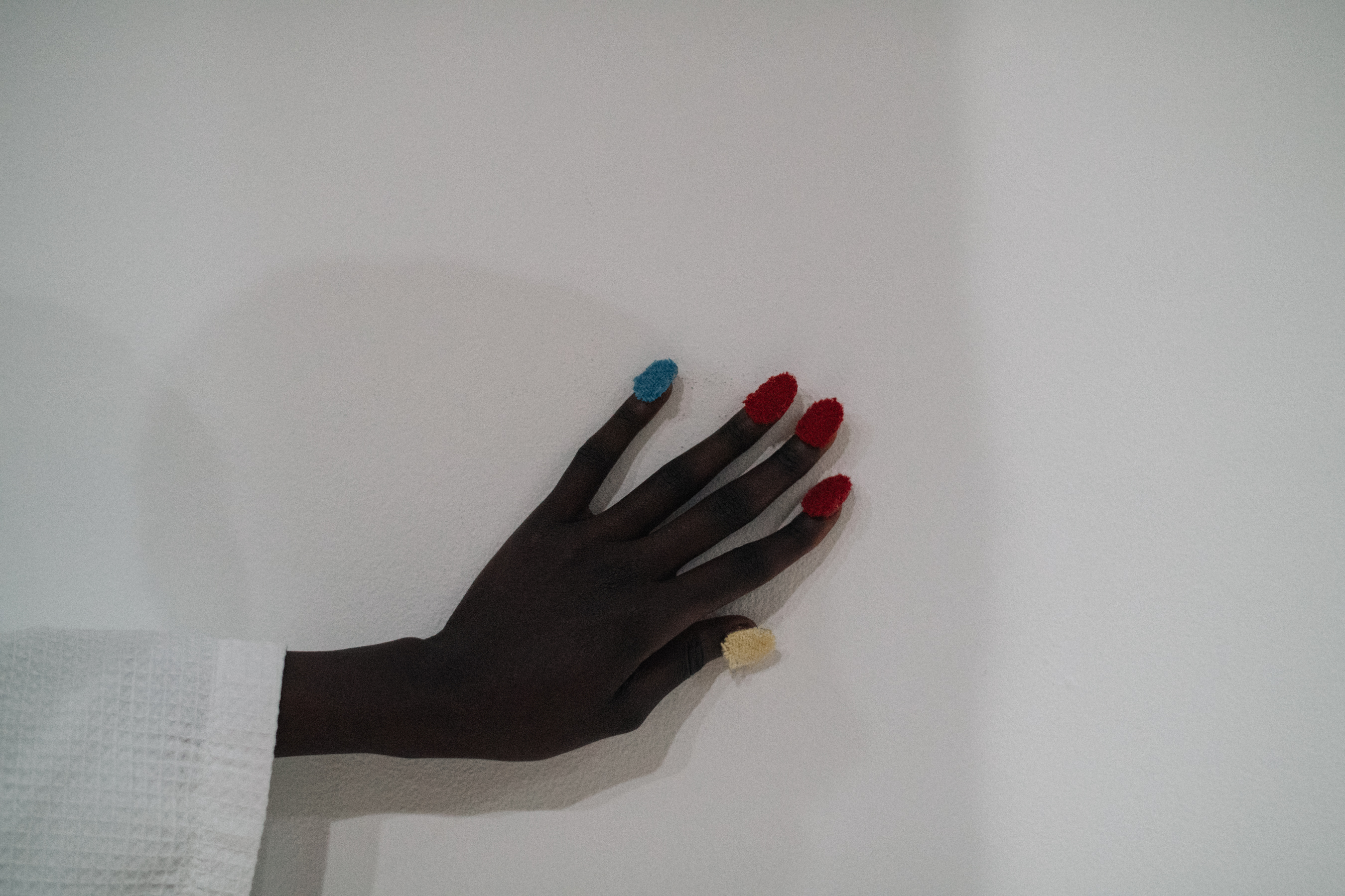 Model wearing nails for the show