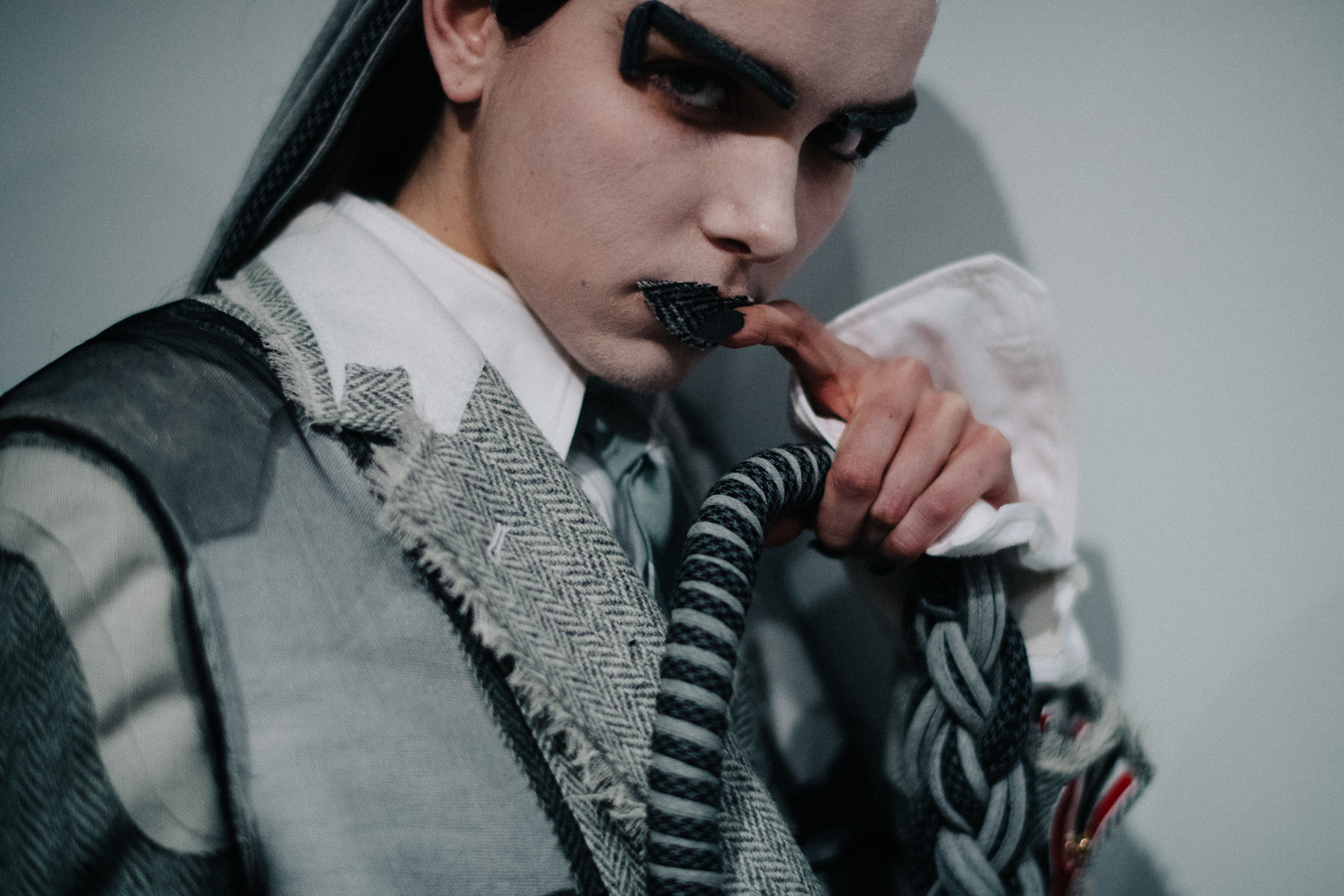 Luca Adamik wearing grey