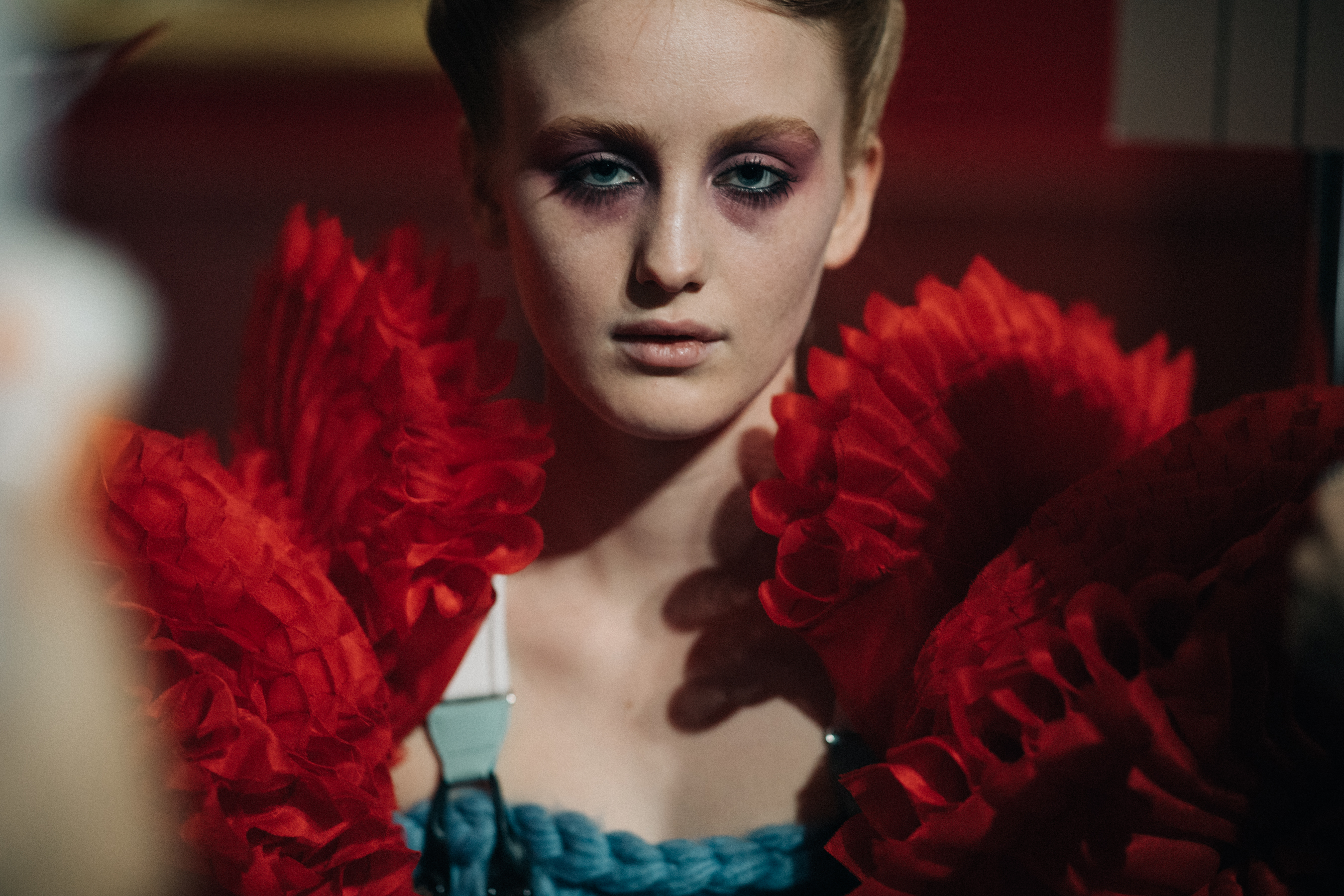 India Salvor Menuez wearing red
