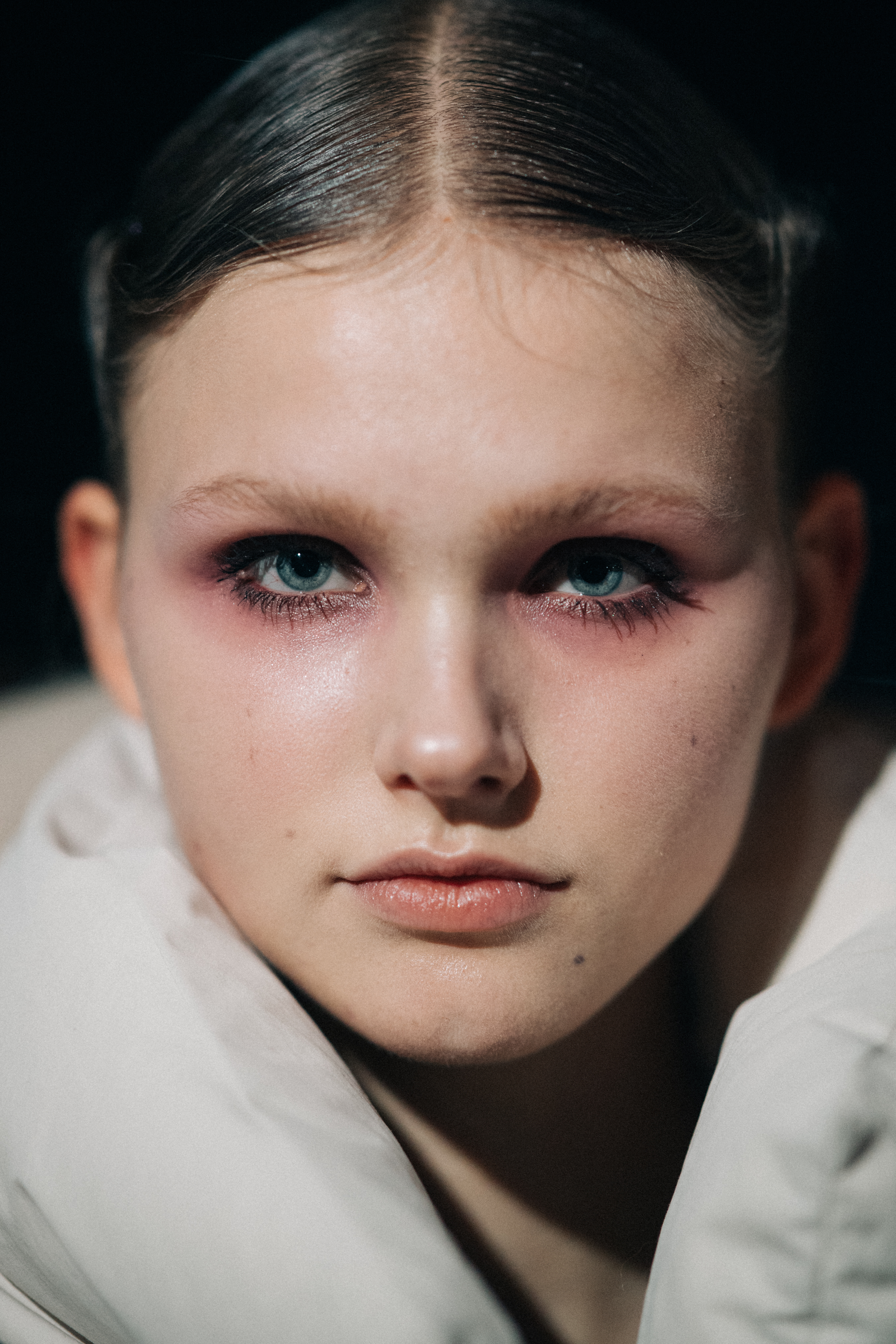 Portrait of a model wearing white