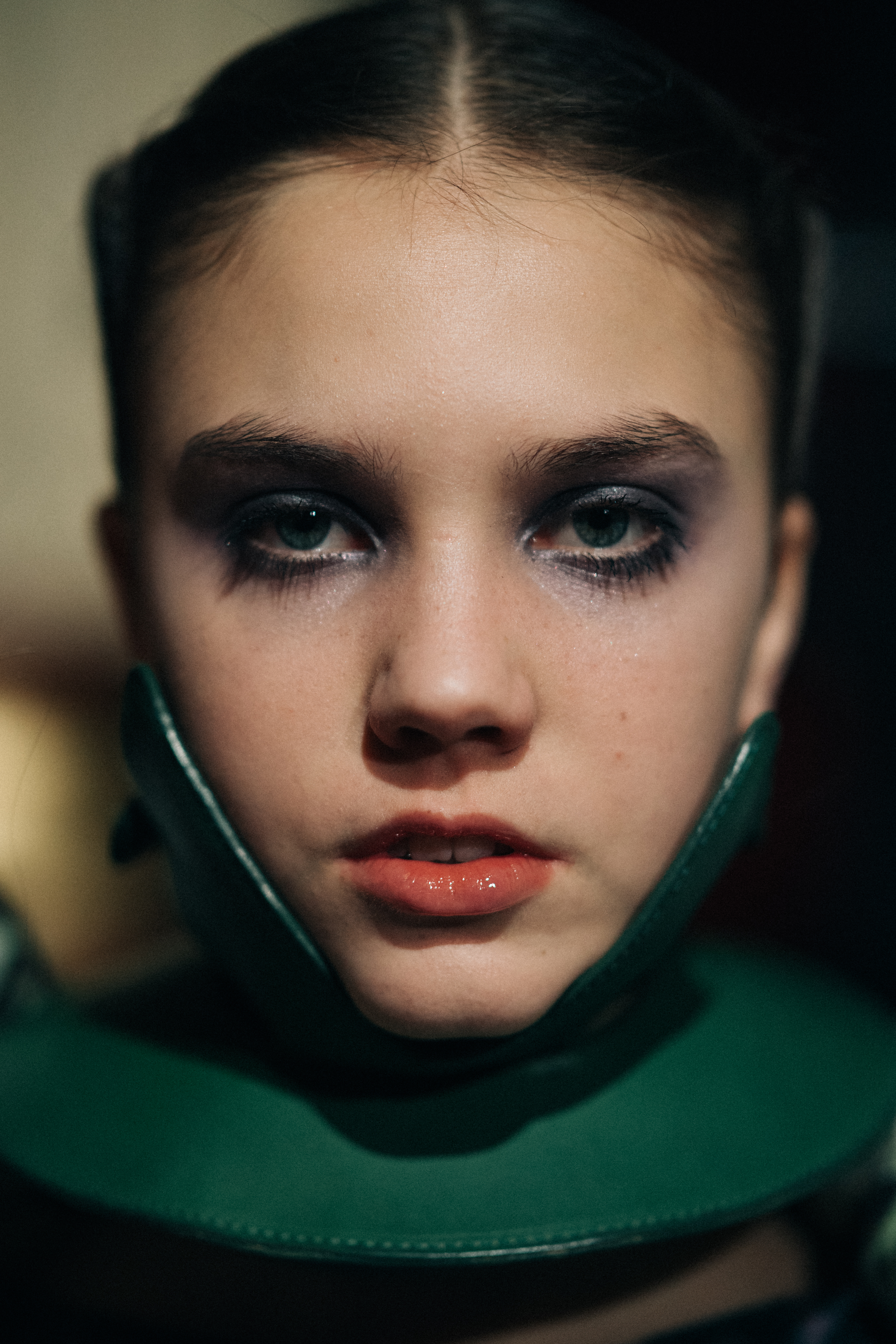 Portrait of a model wearing green