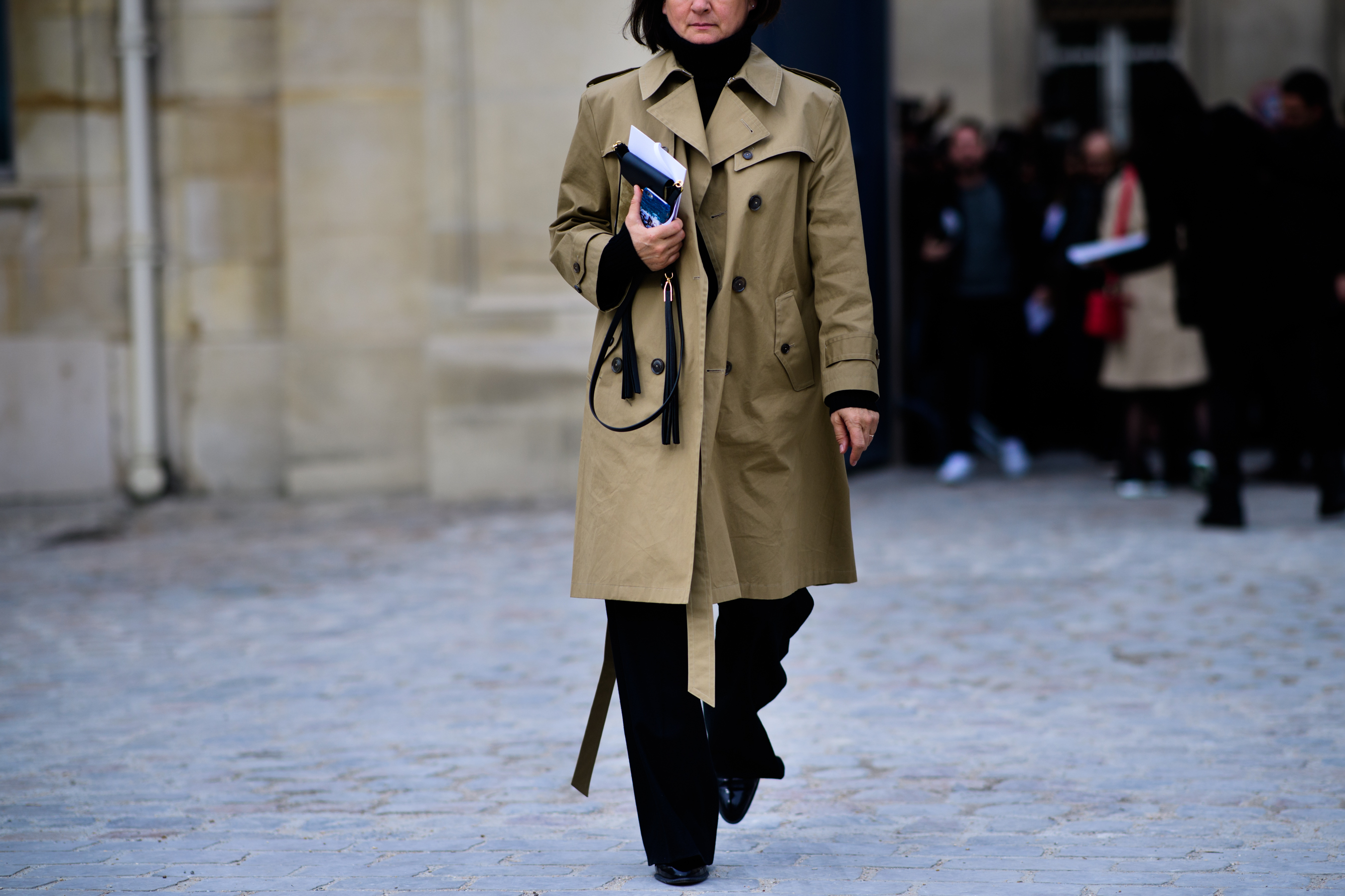Woman wearing beige coat