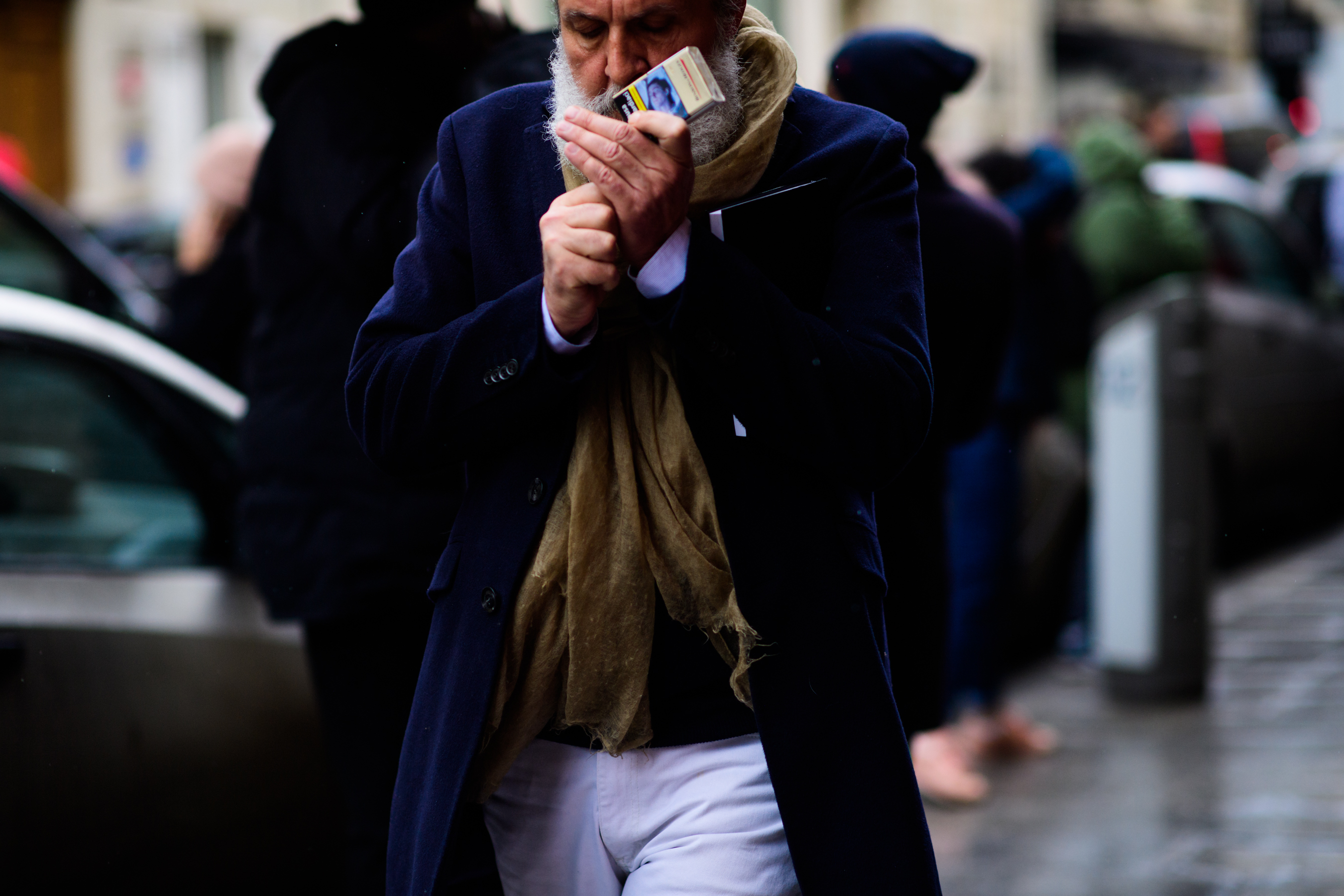 Man with beard smoking