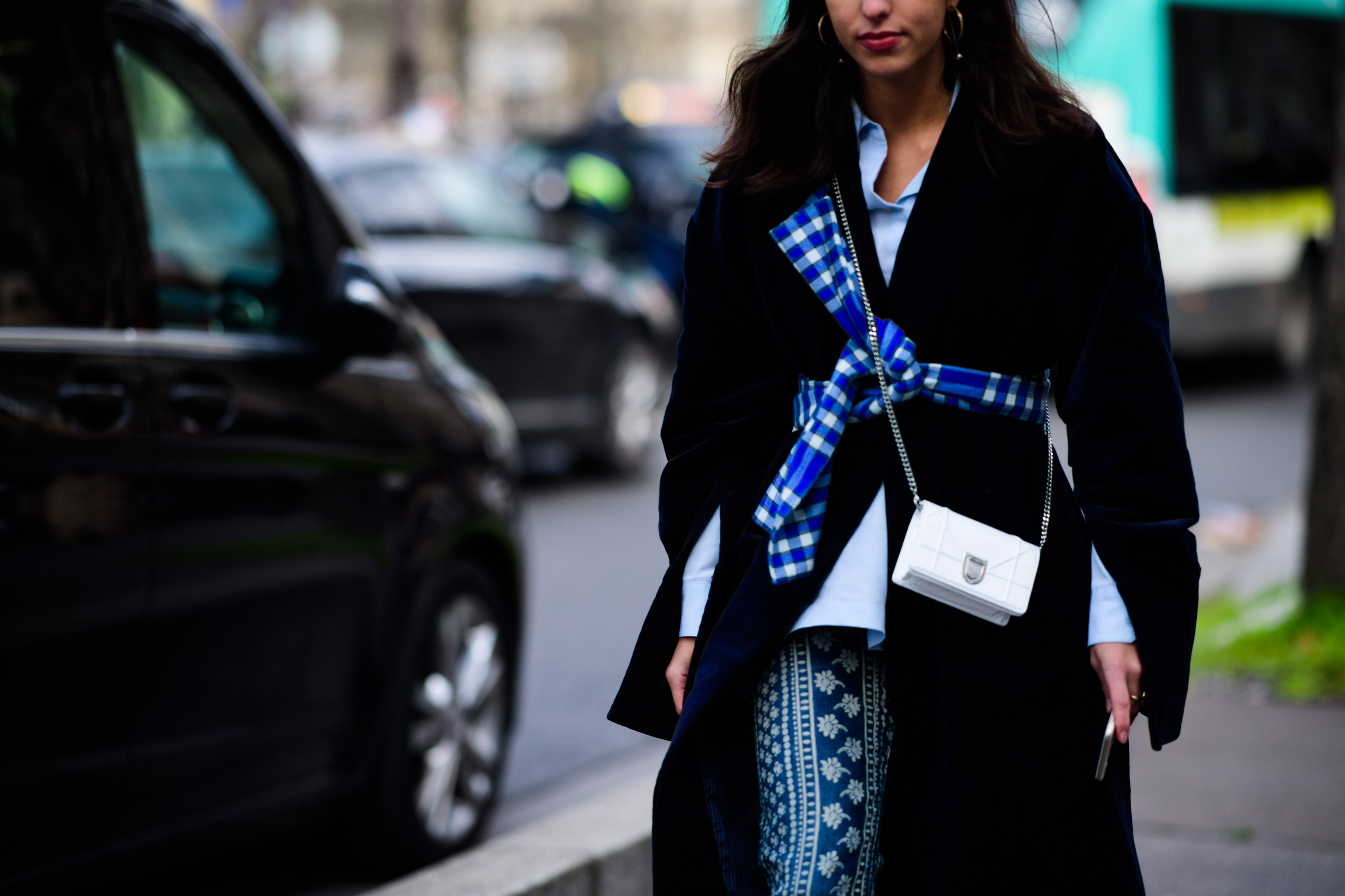Woman wearing black coat
