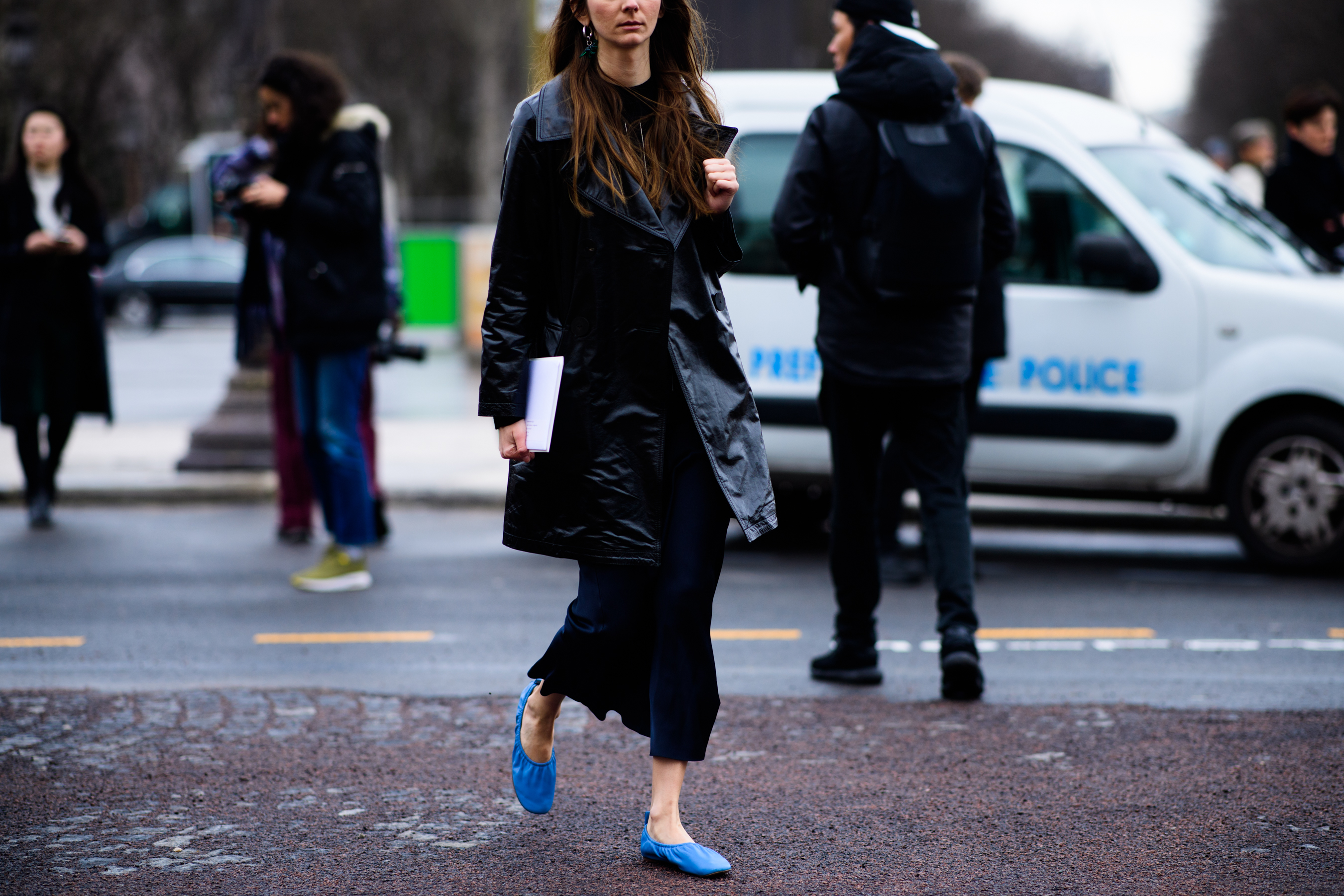 American woman wearing Celine shoes