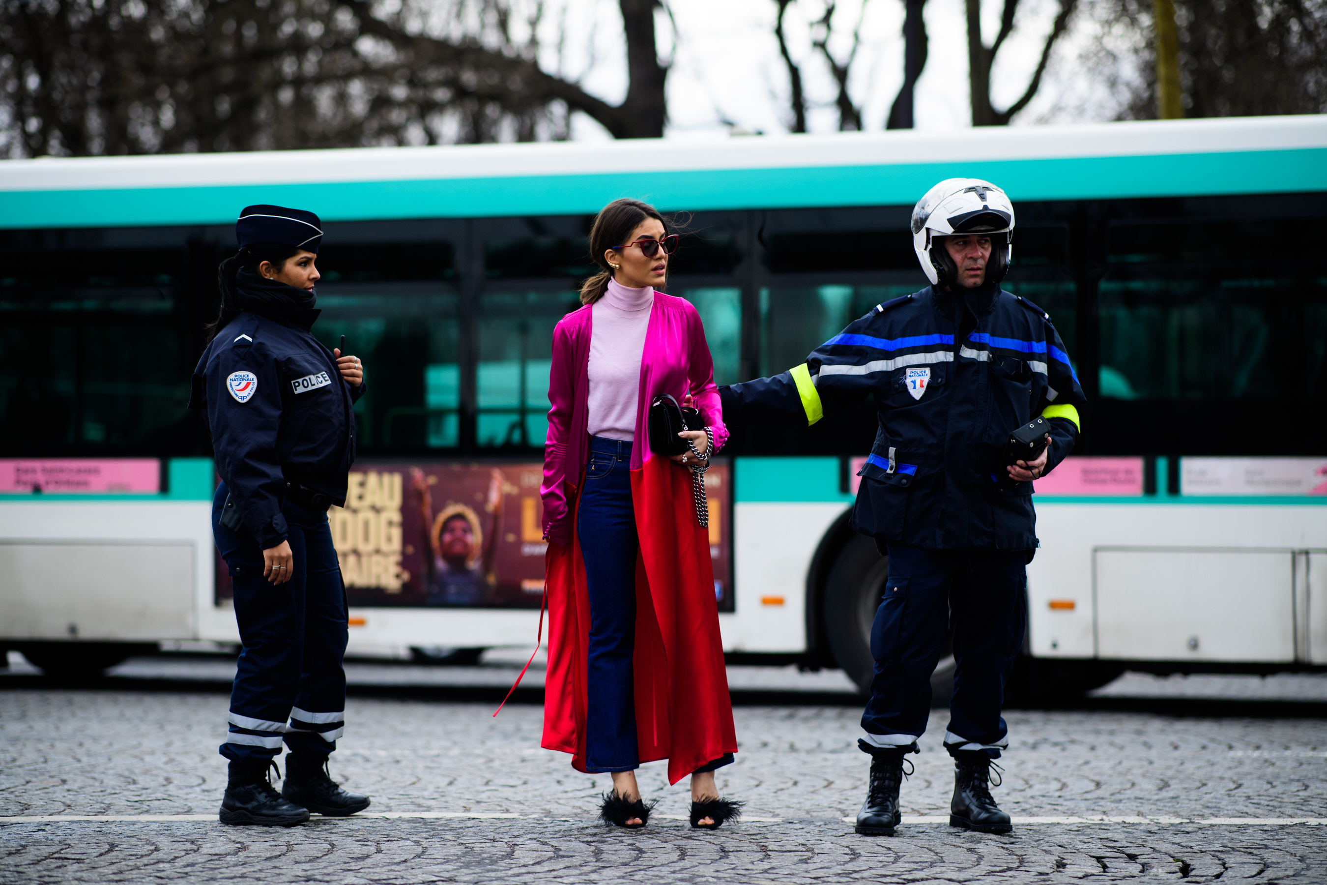 Blogger wearing long silk coat