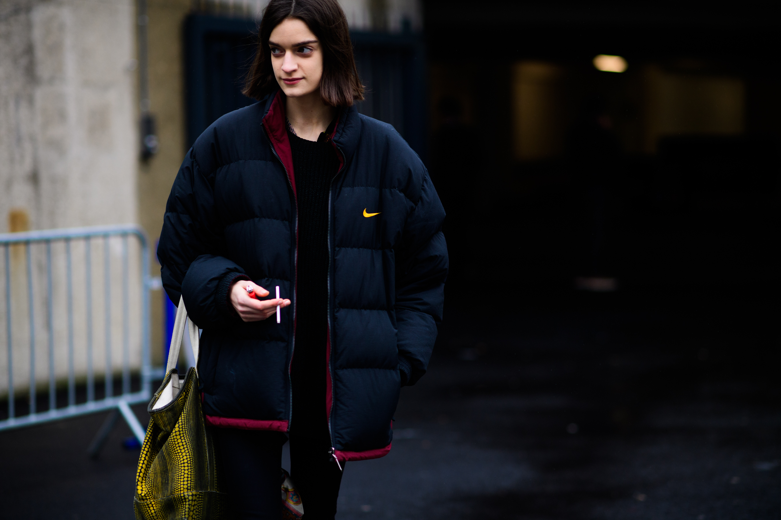 Model wearing Nike puffer jacket