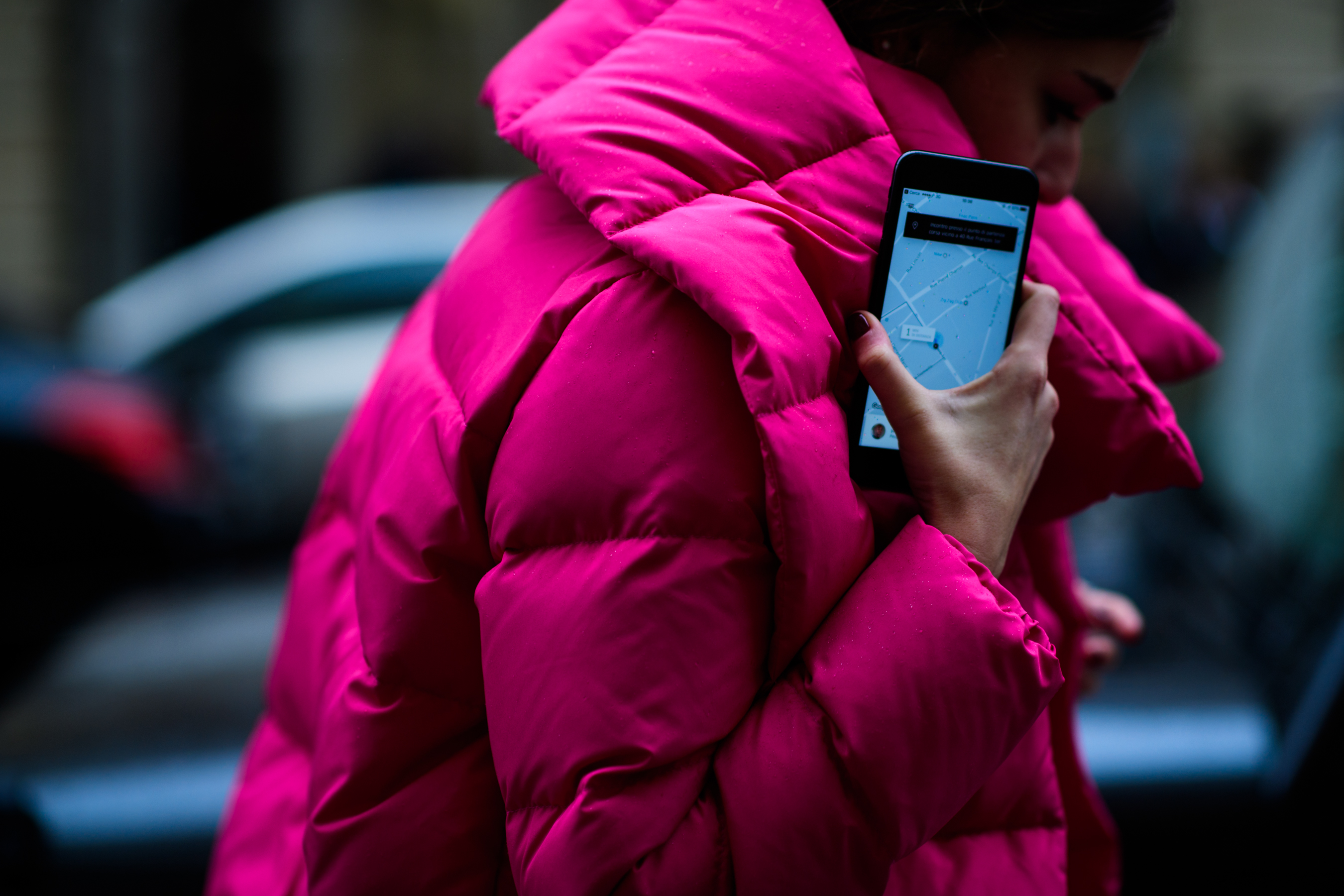 Italian blogger wearing pink puffer jacket