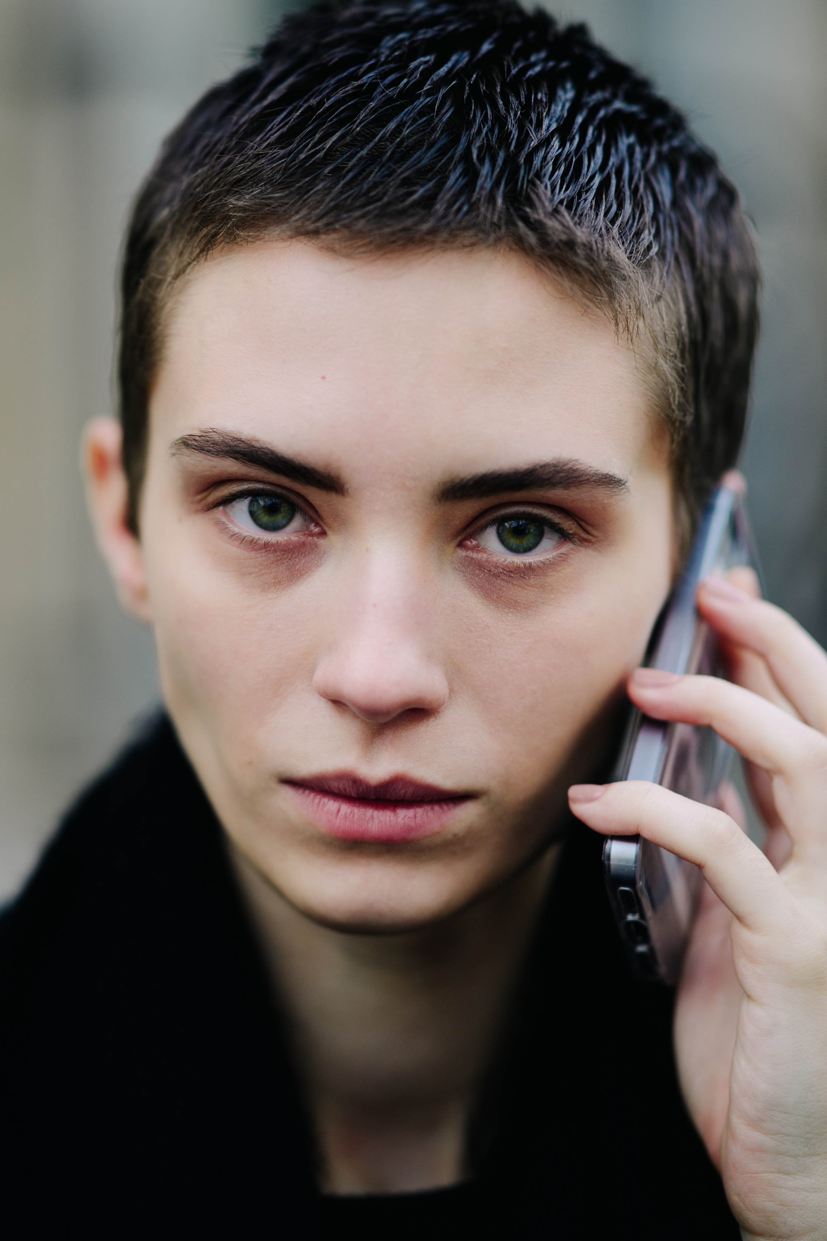 Portrait of a model with short hair