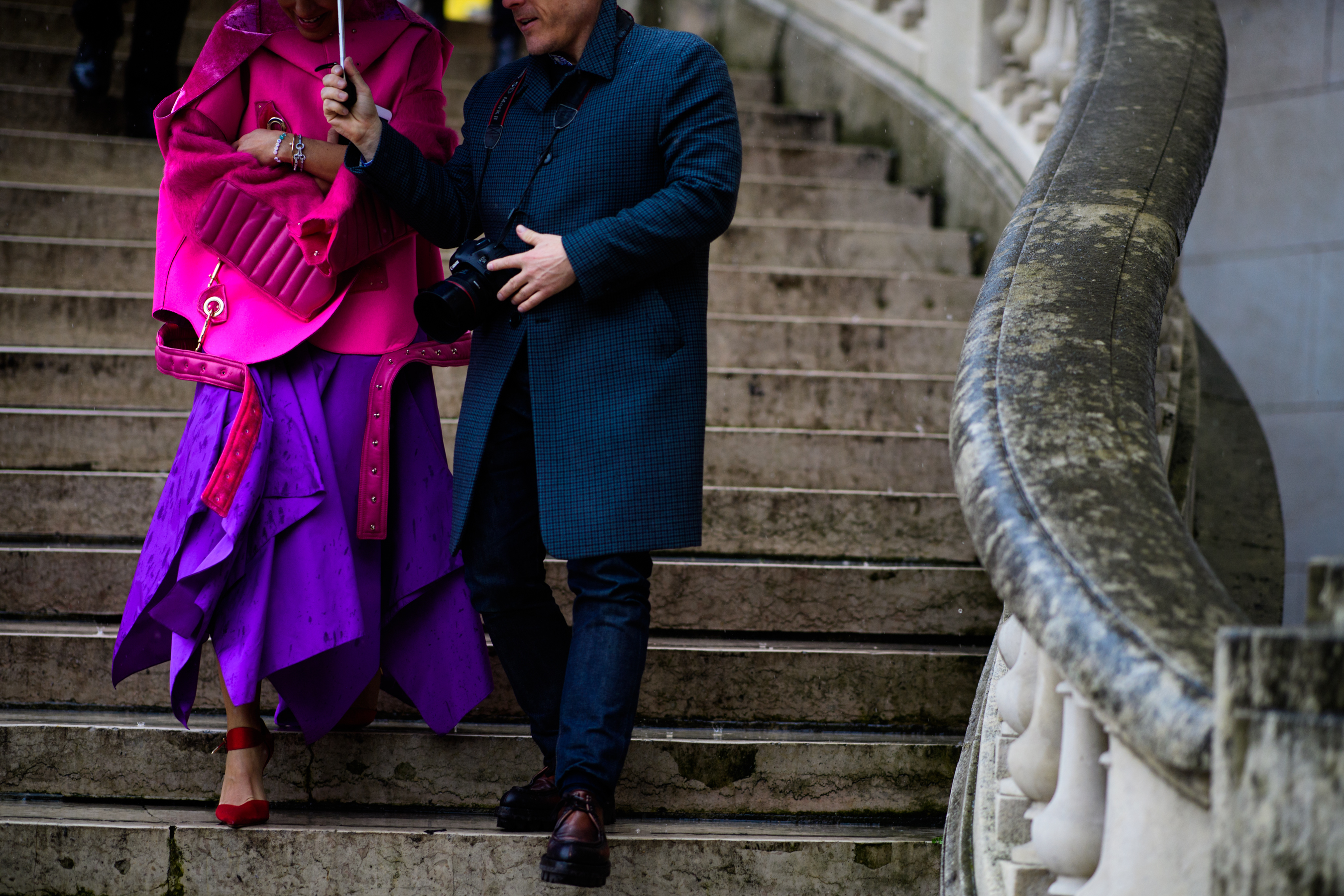 VOGUE Arabia editor wearing pink and purple