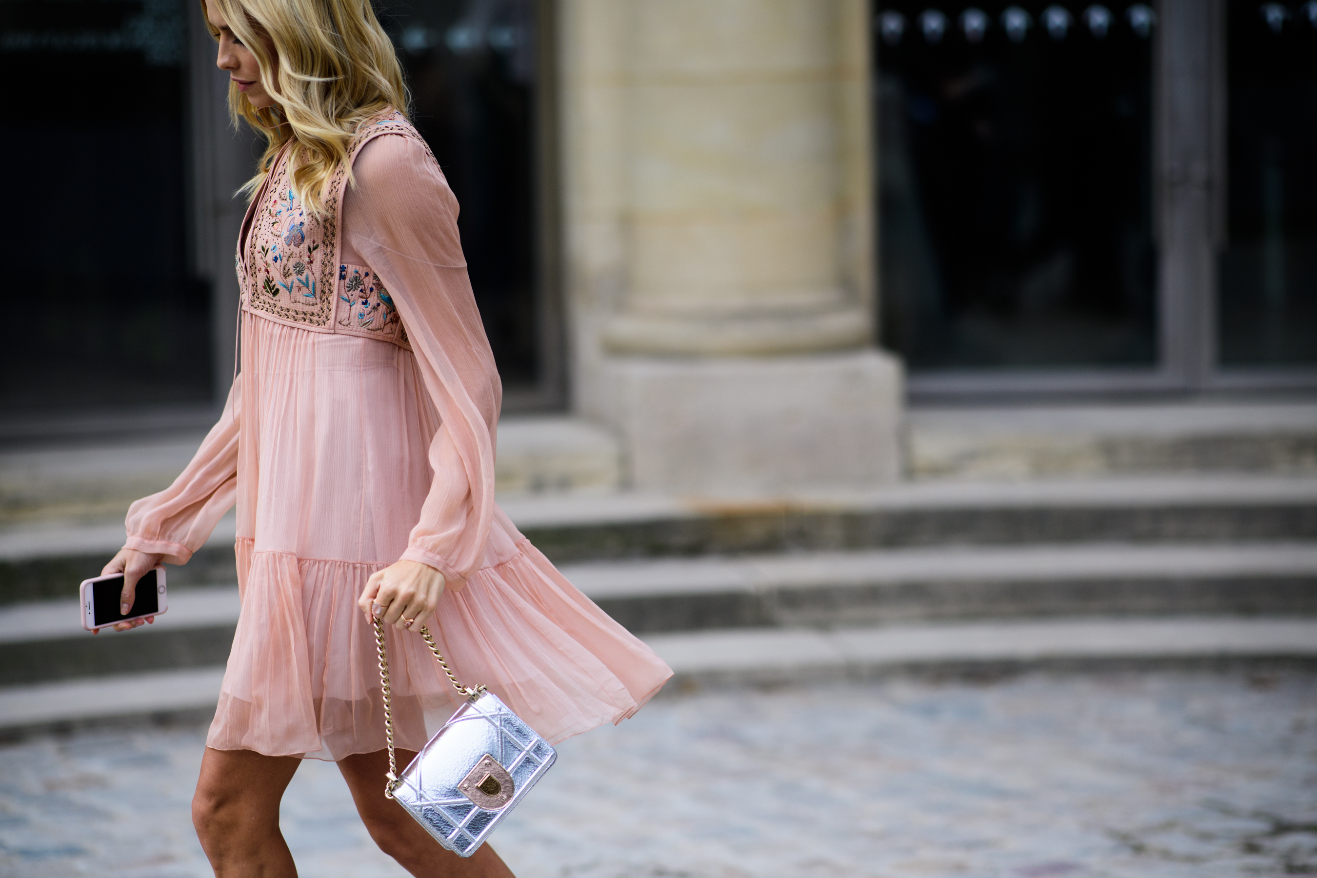 Russian woman wearing pink dress