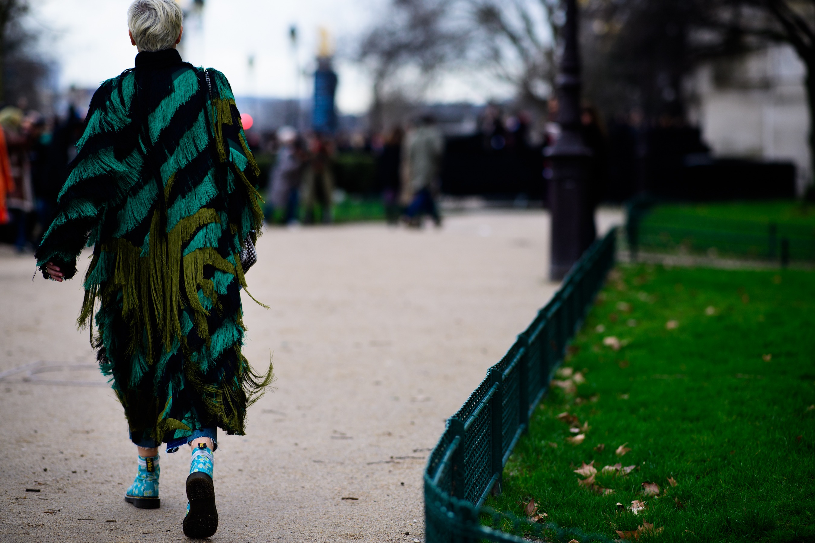 Woman wearing green coat