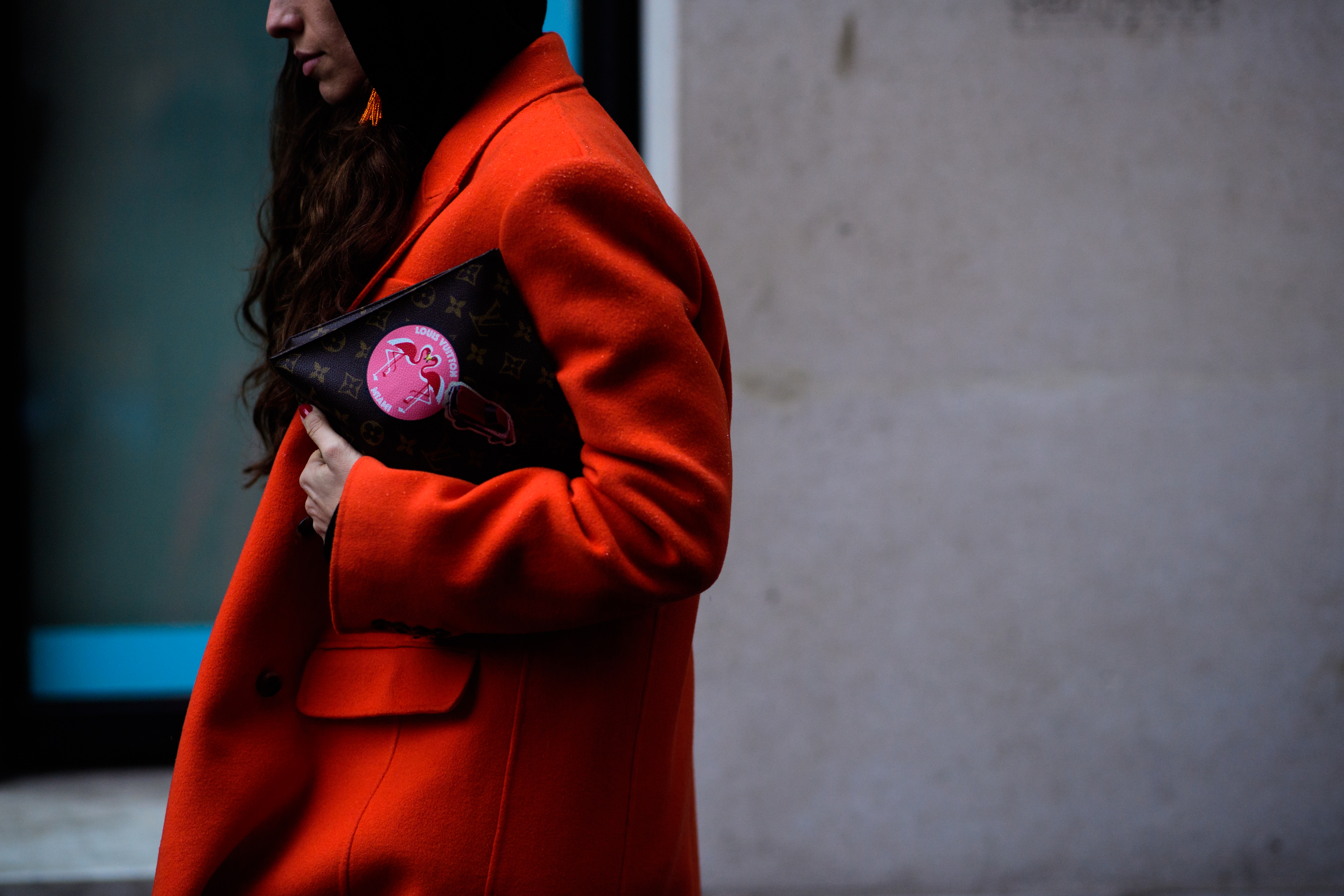 Italian woman wearing red coat