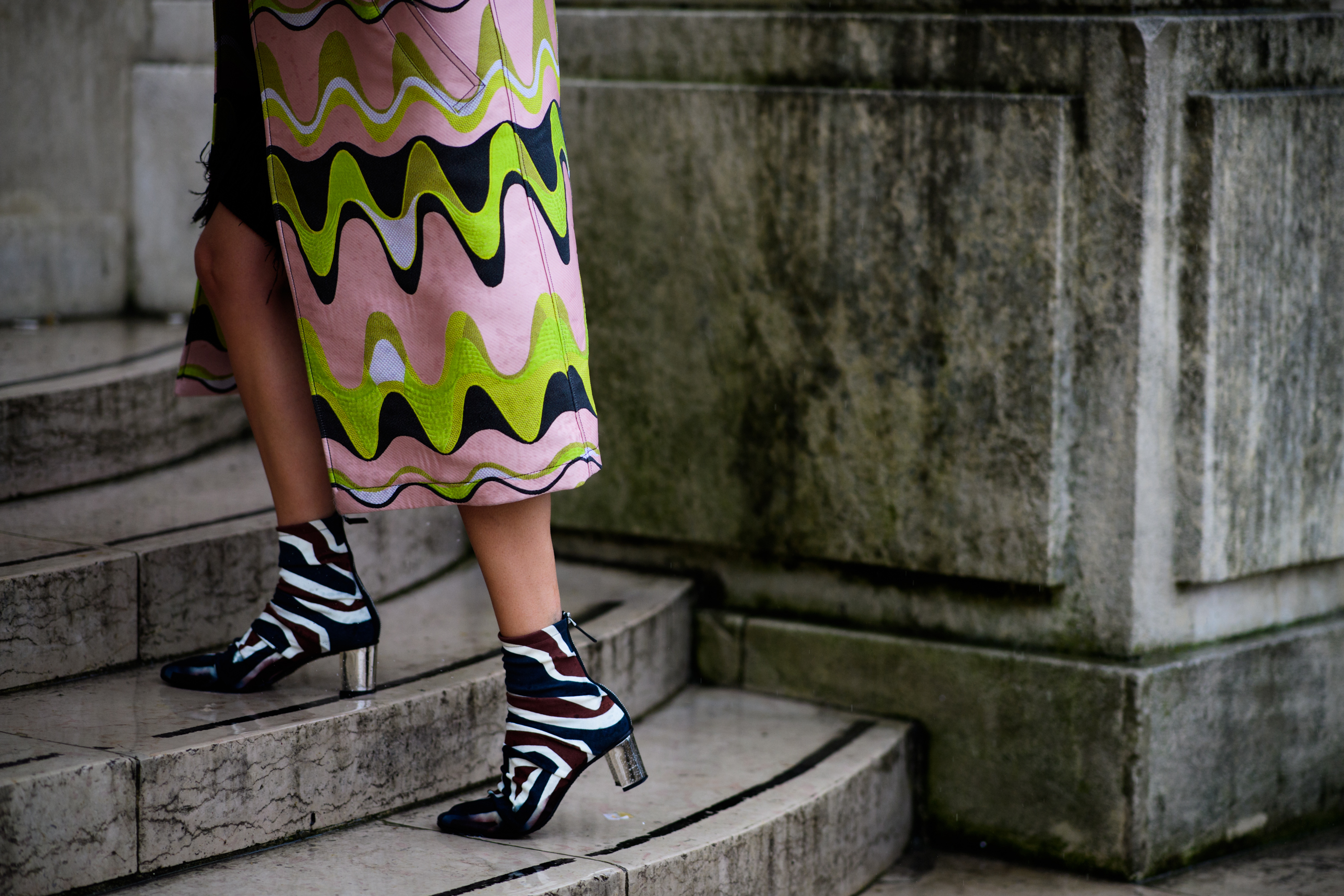 Italian woman wearing printed outfit
