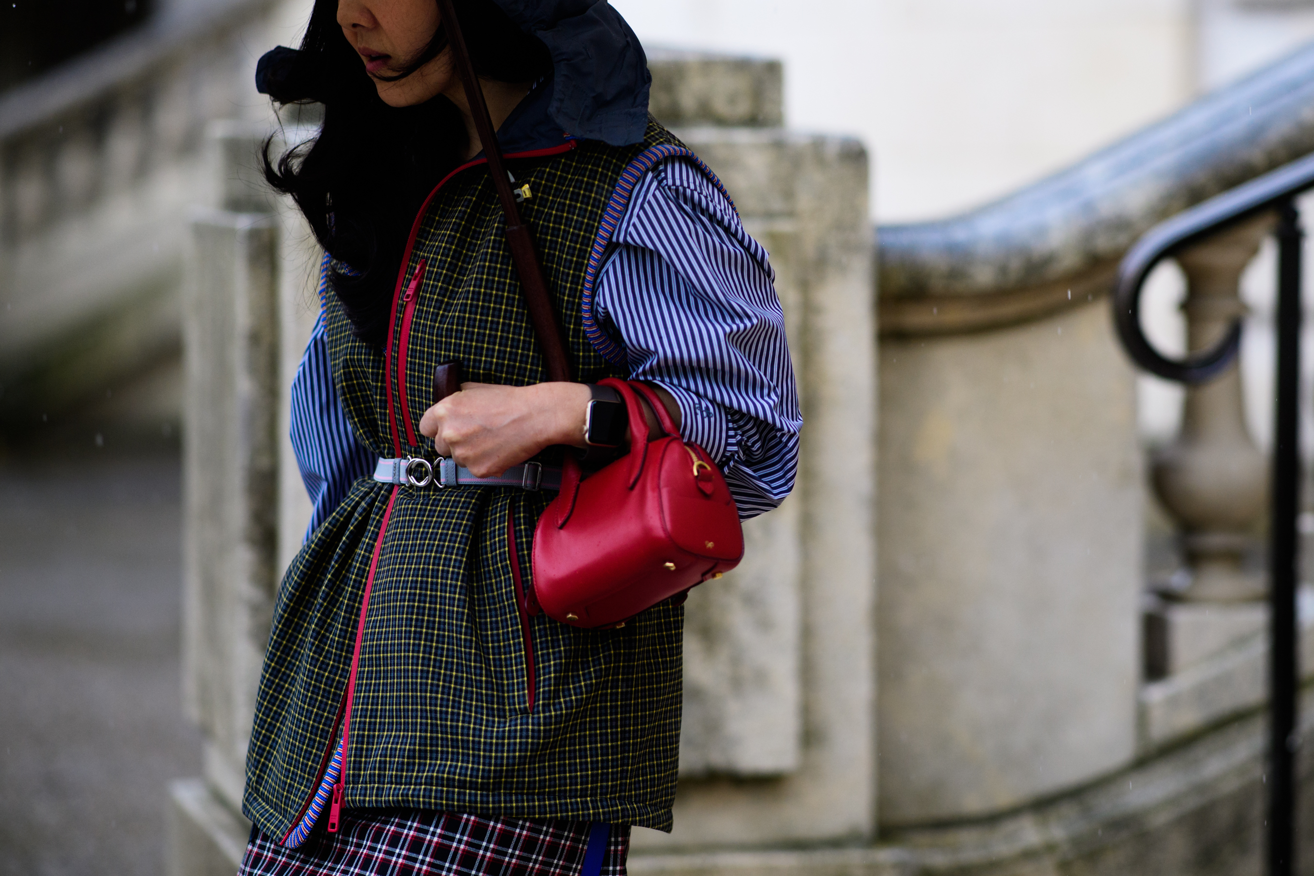 Woman wearing Sacai jacket