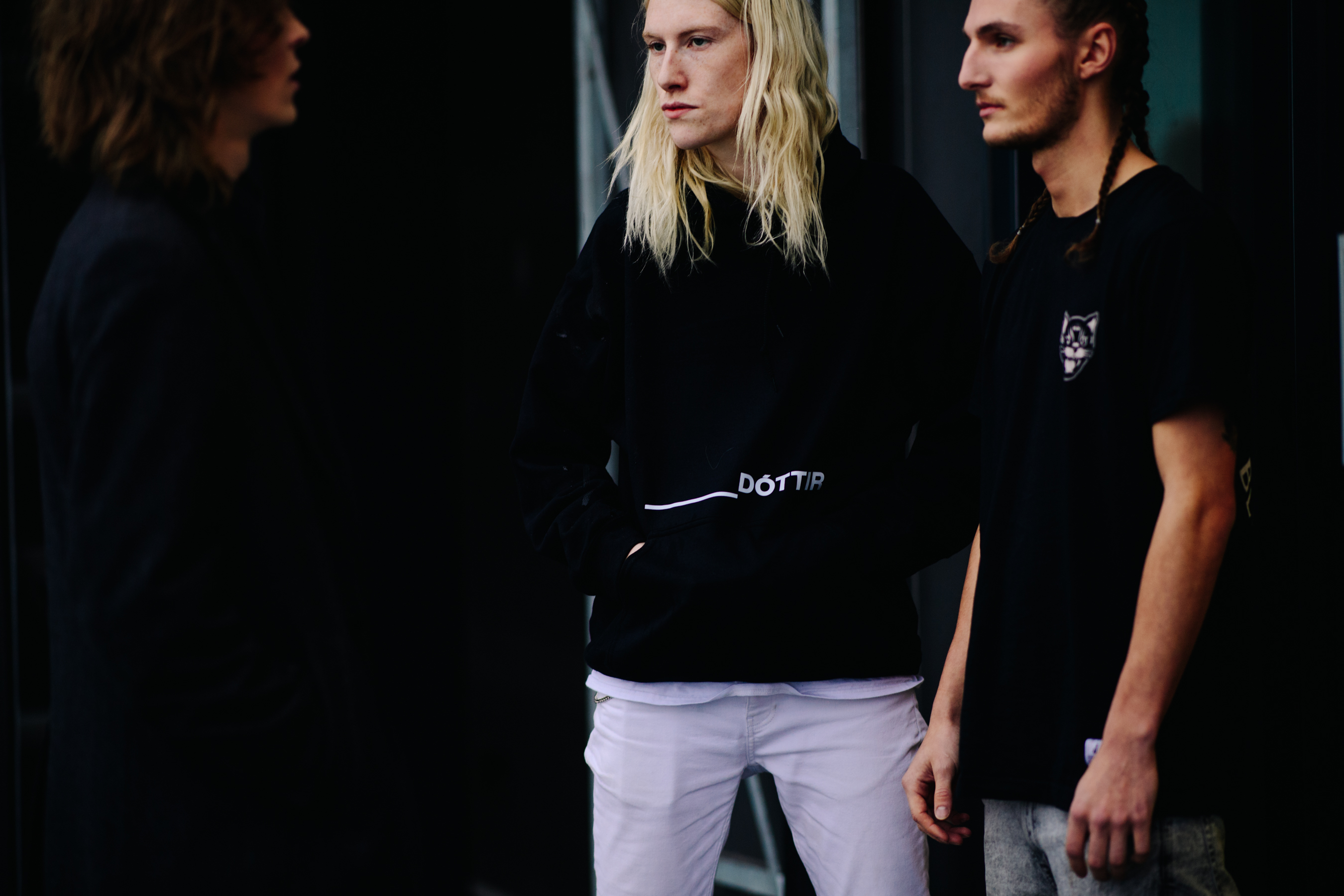 Group of male model wearing black