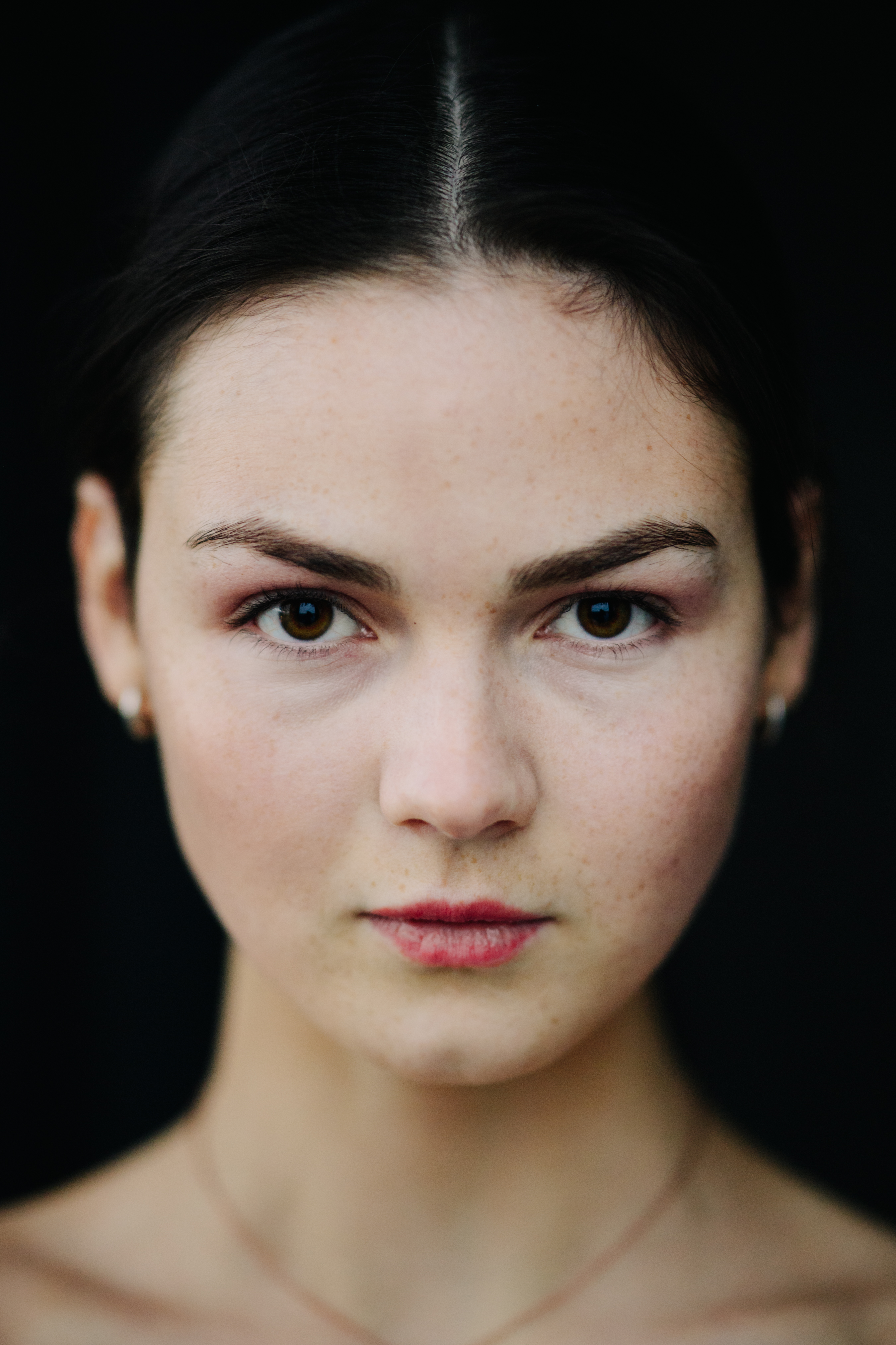 Portrait of a model with red lips