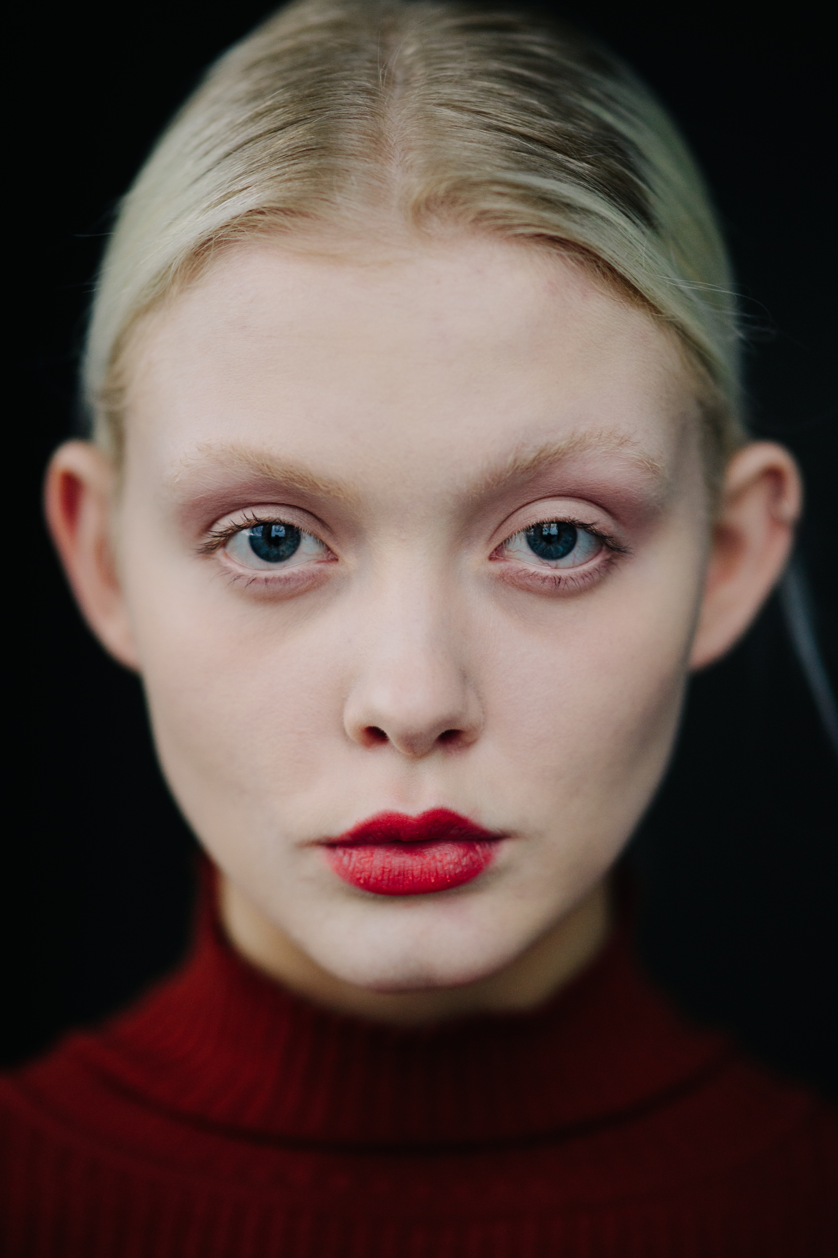 Portrait of a model with red lips