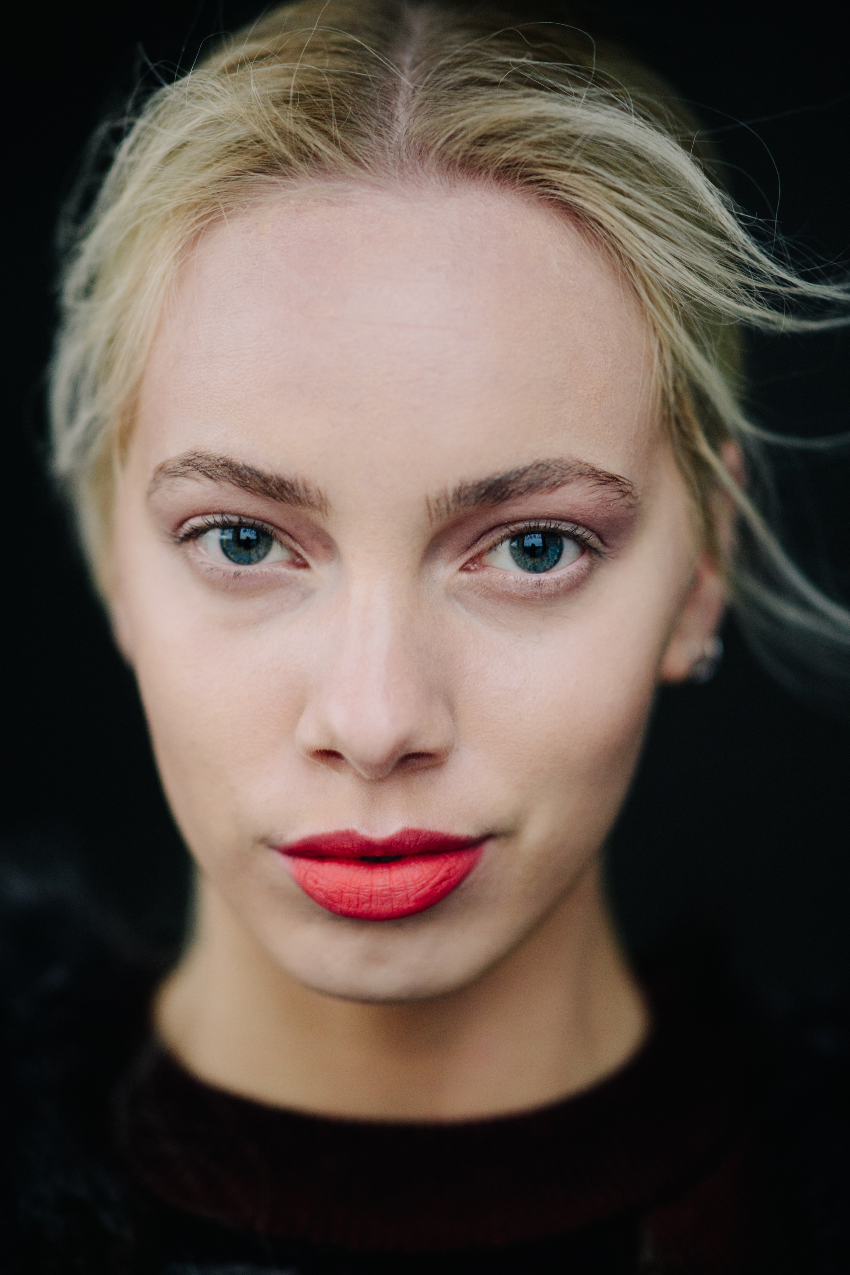 Portrait of a model with red lips
