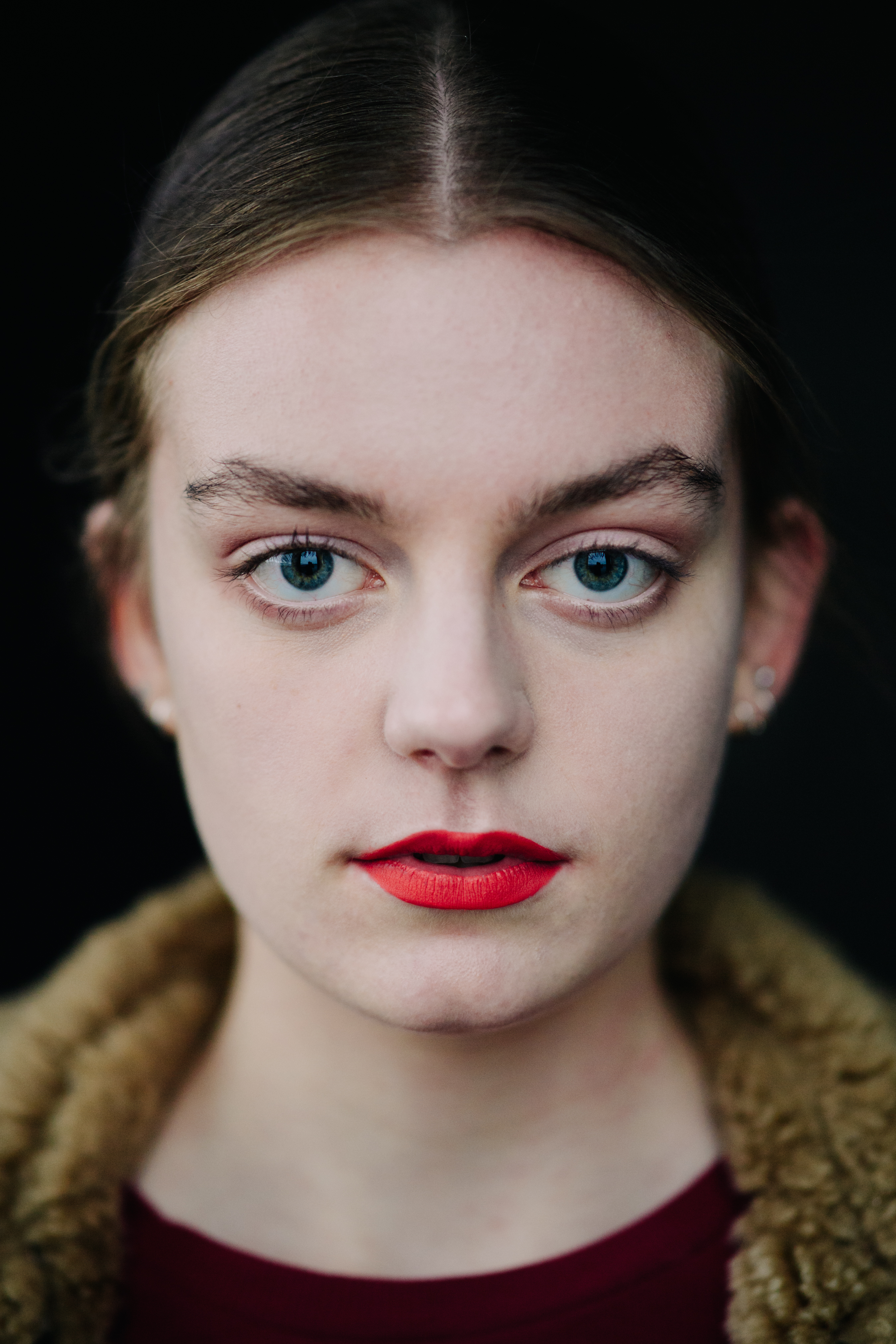 Portrait of a model with red lips