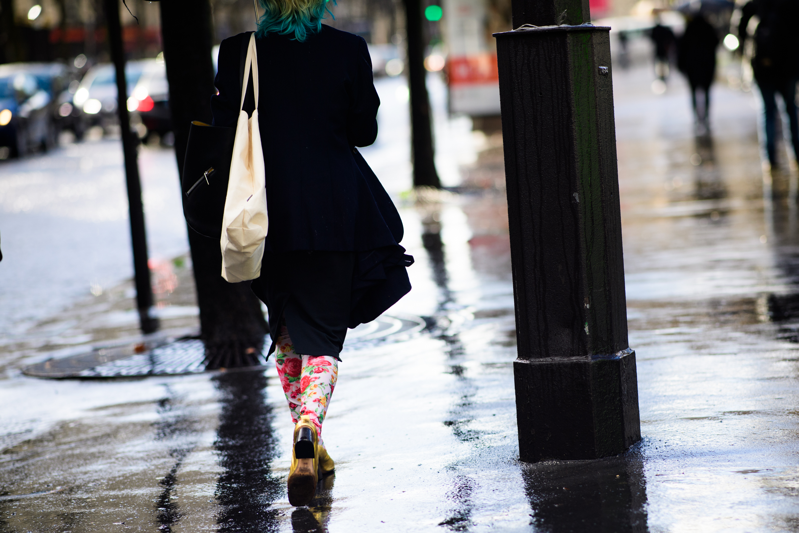 Japanese woman wearing golden Céline shoes