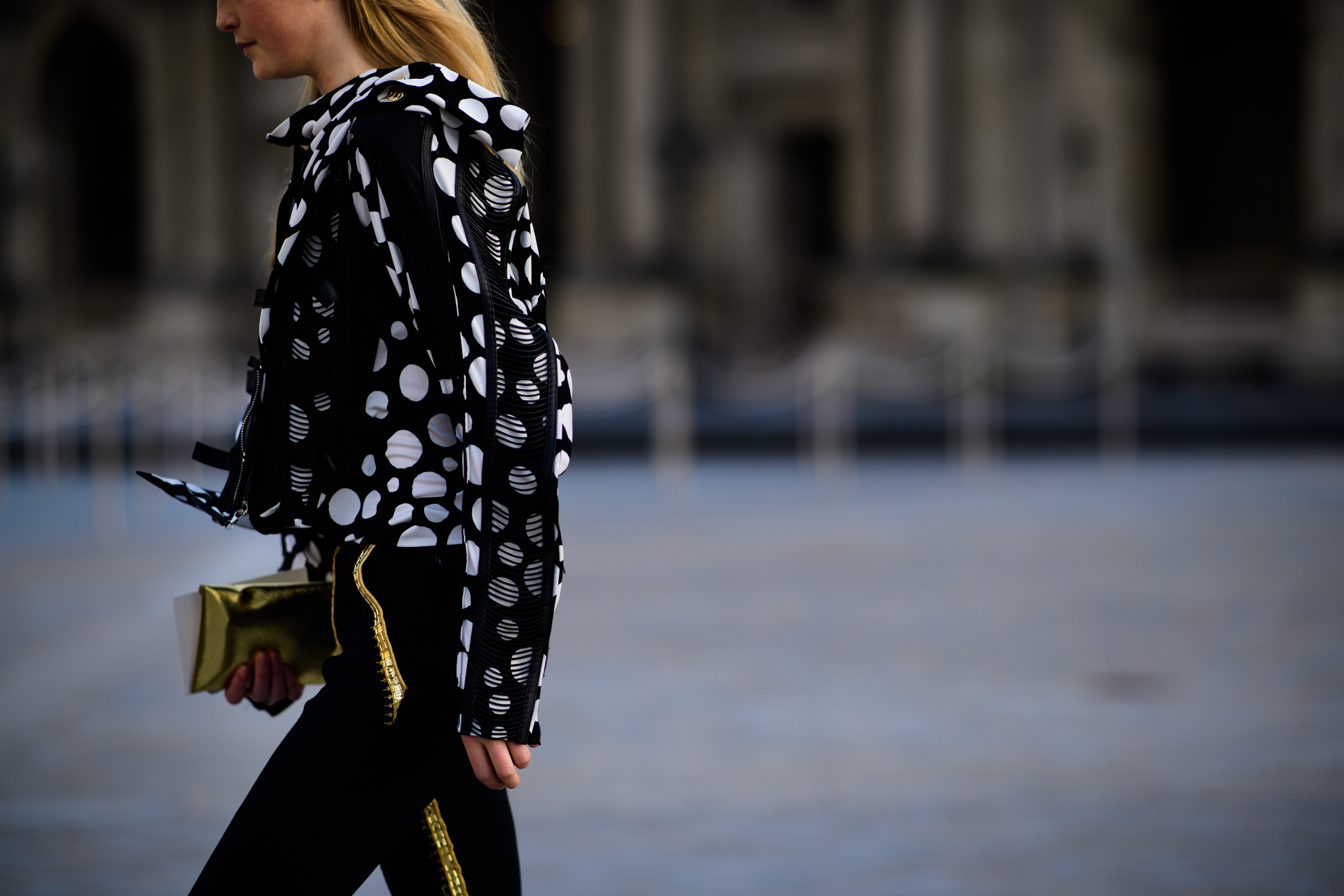Model wearing total Louis Vuitton look
