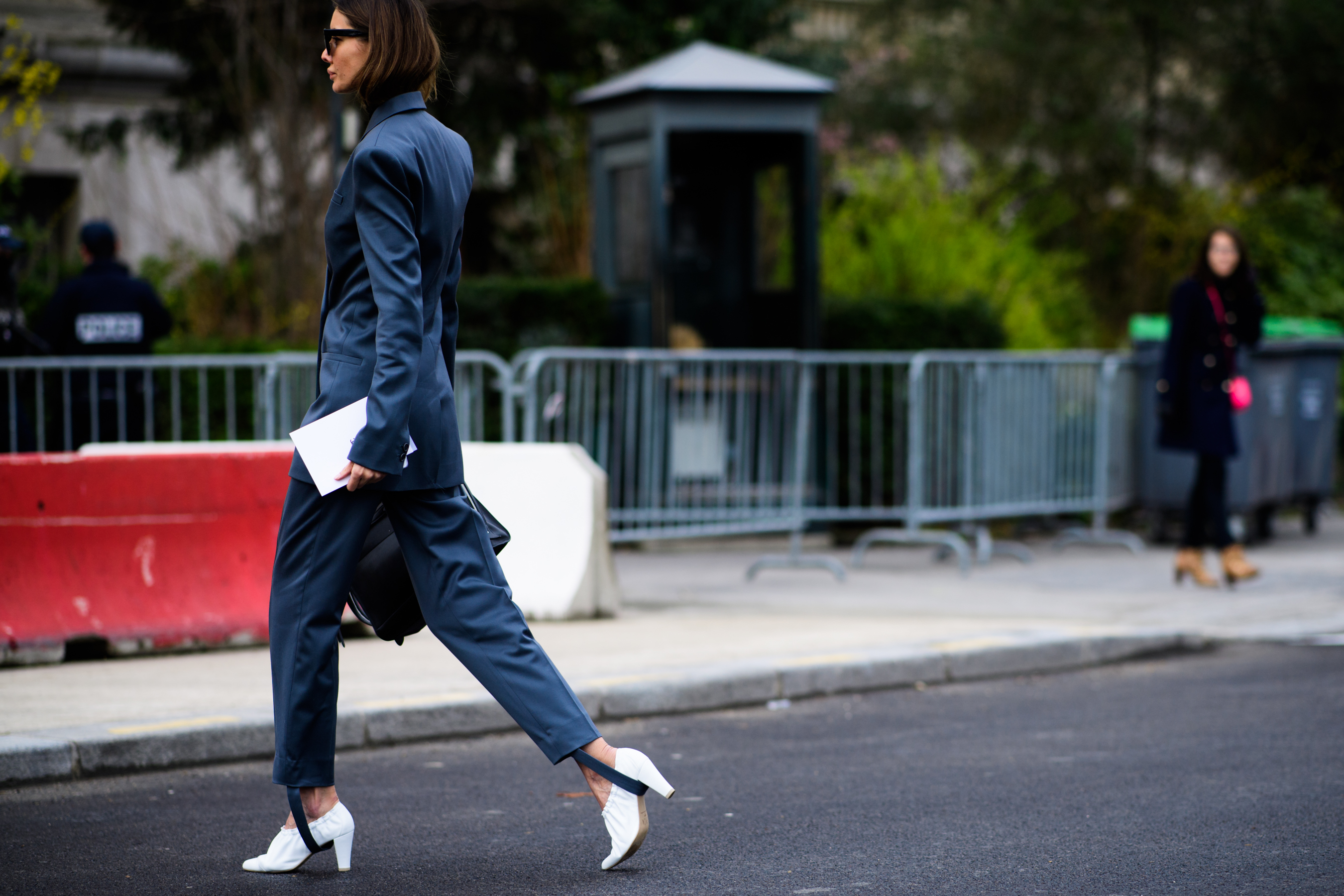 VOGUE Ukraine editor wearing Grey suit