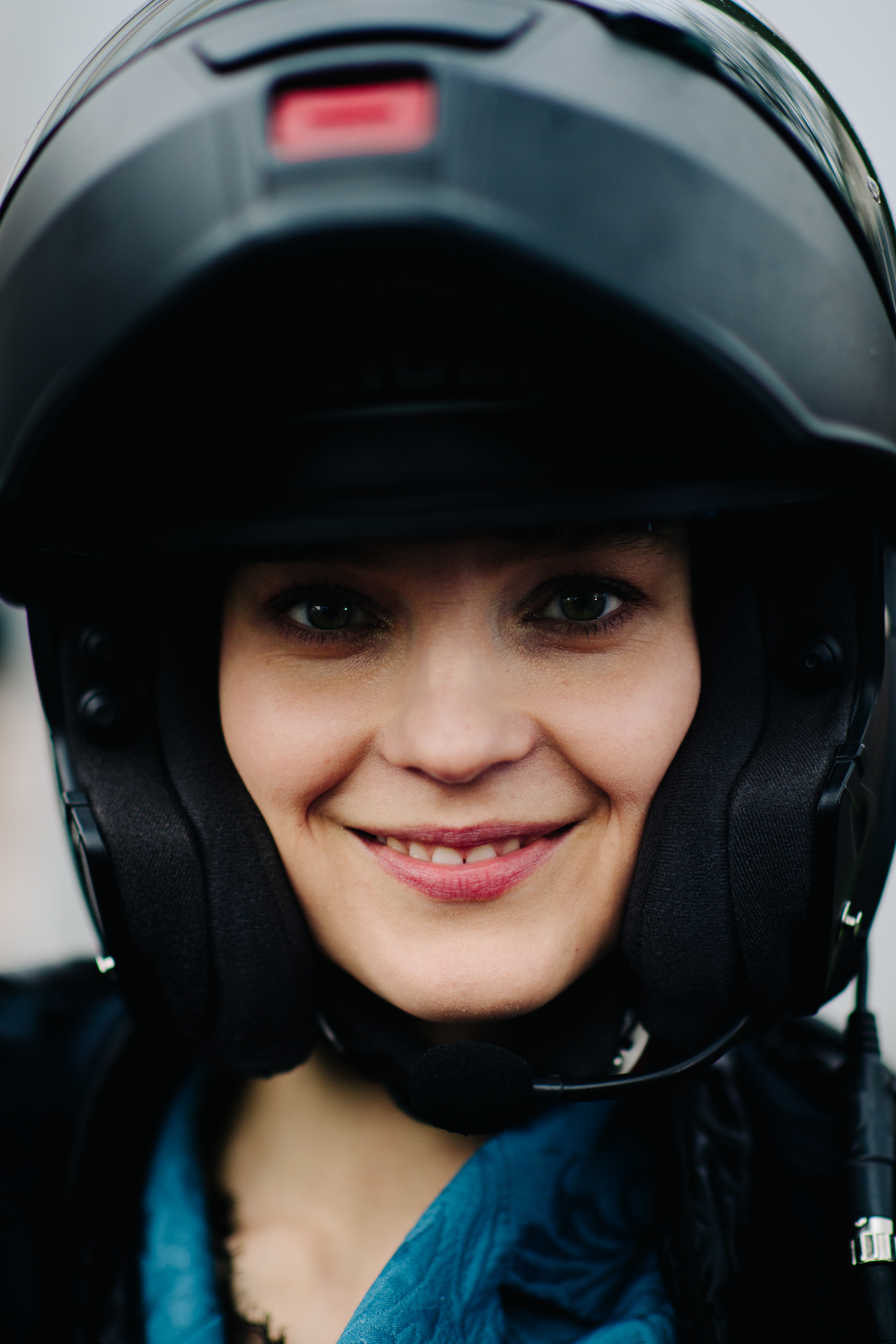 Portrait of a model wearing helmet