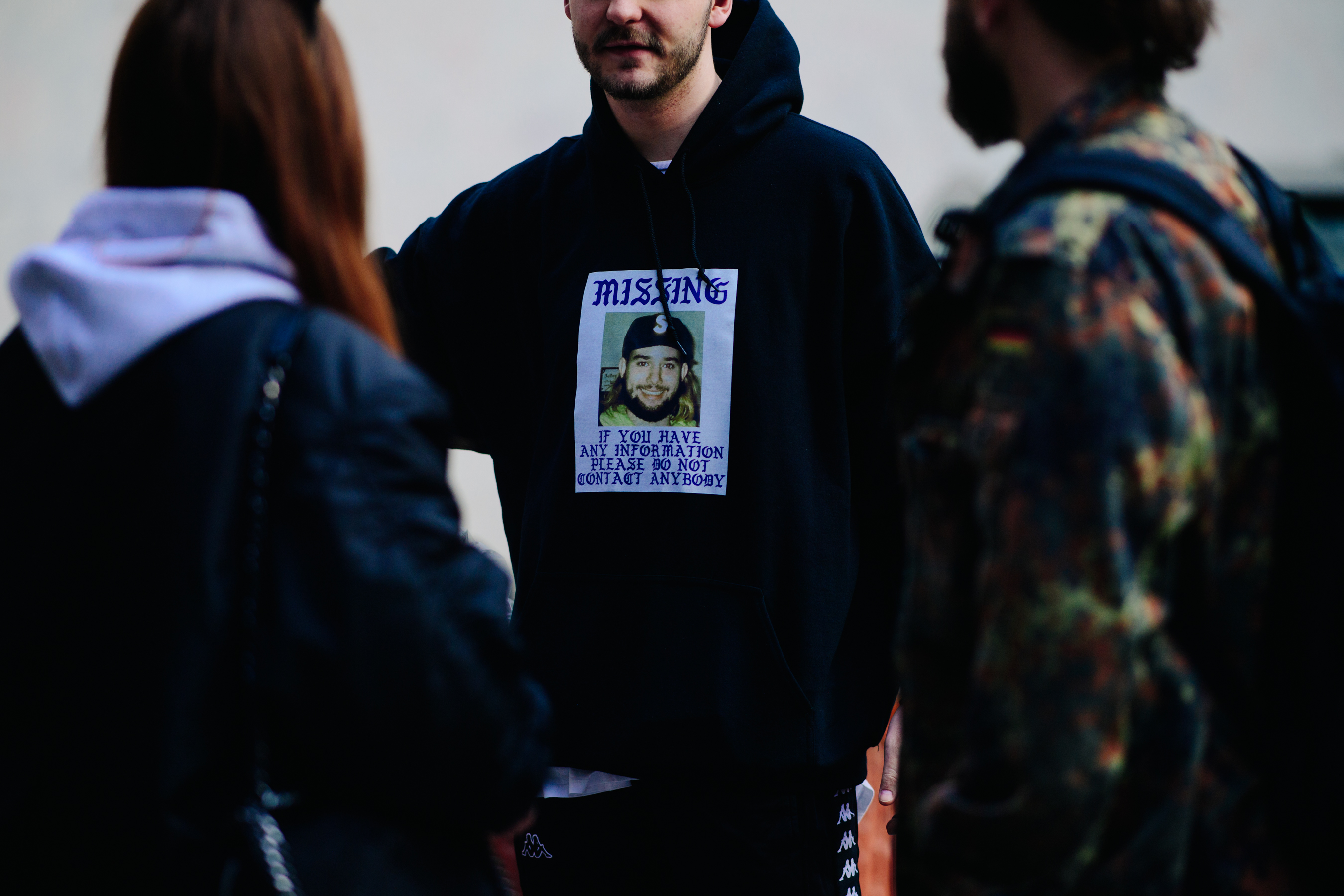 Man wearing Fucking Awesome hoodie