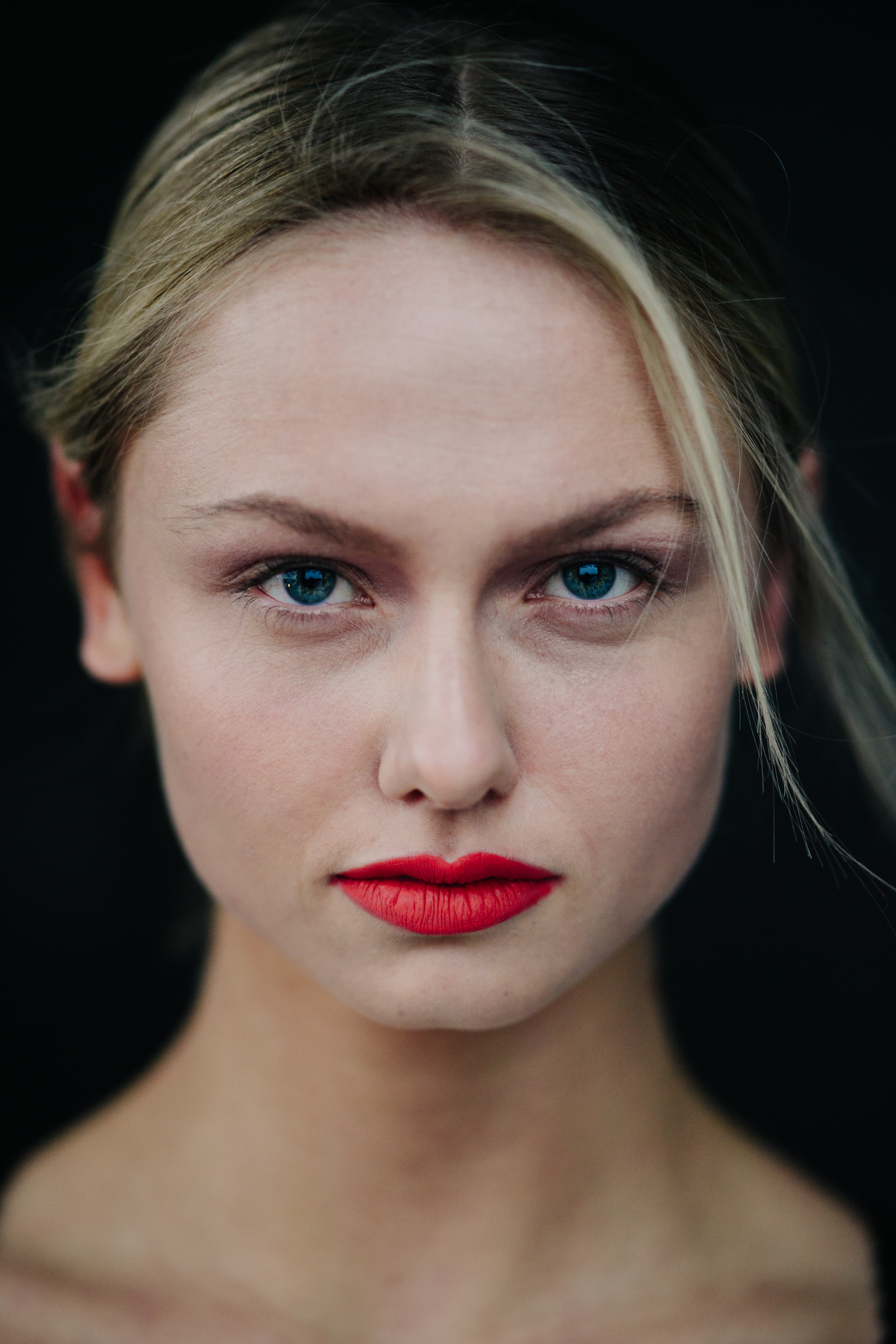 Portrait of a model with red lips