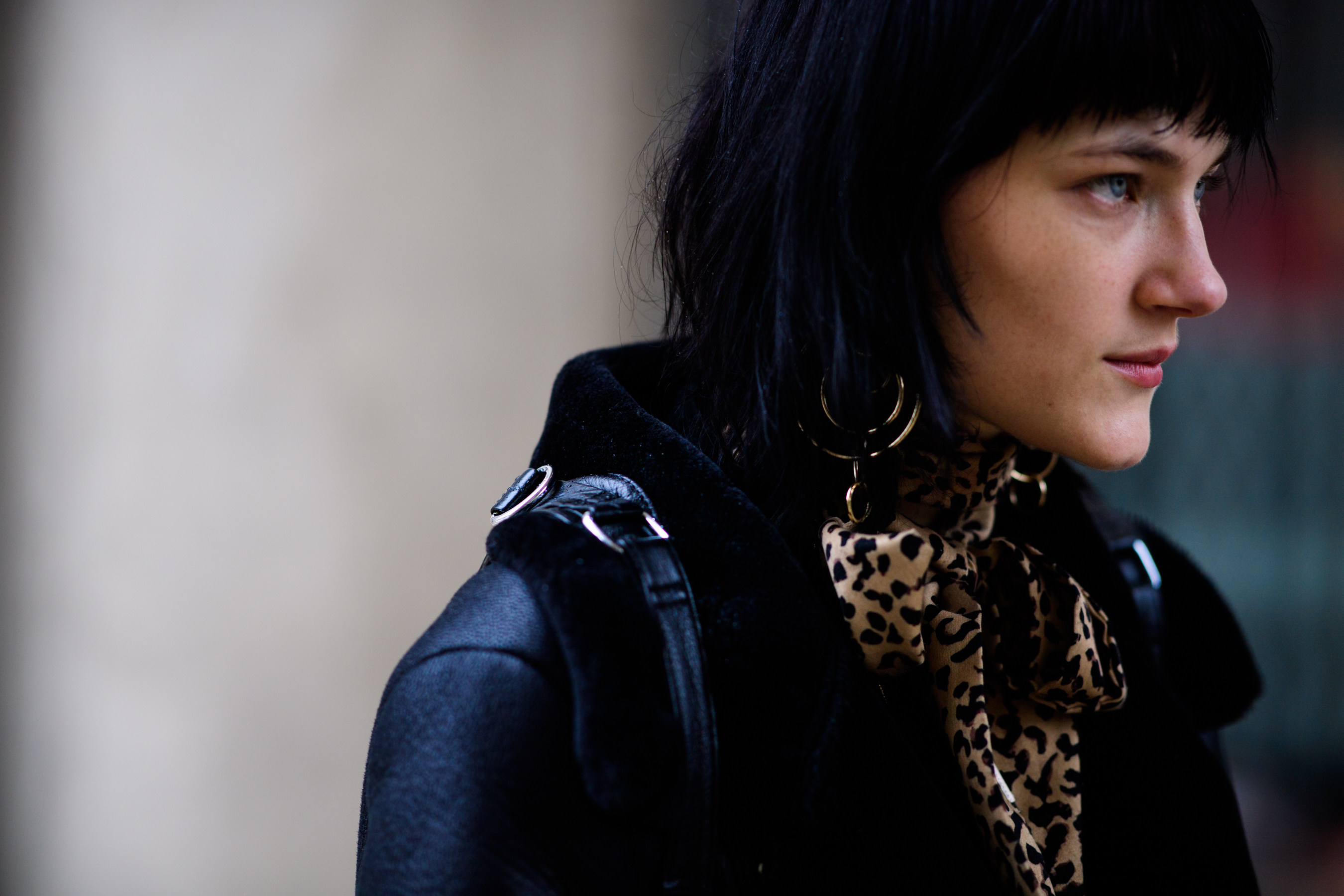 Model with short dark hair