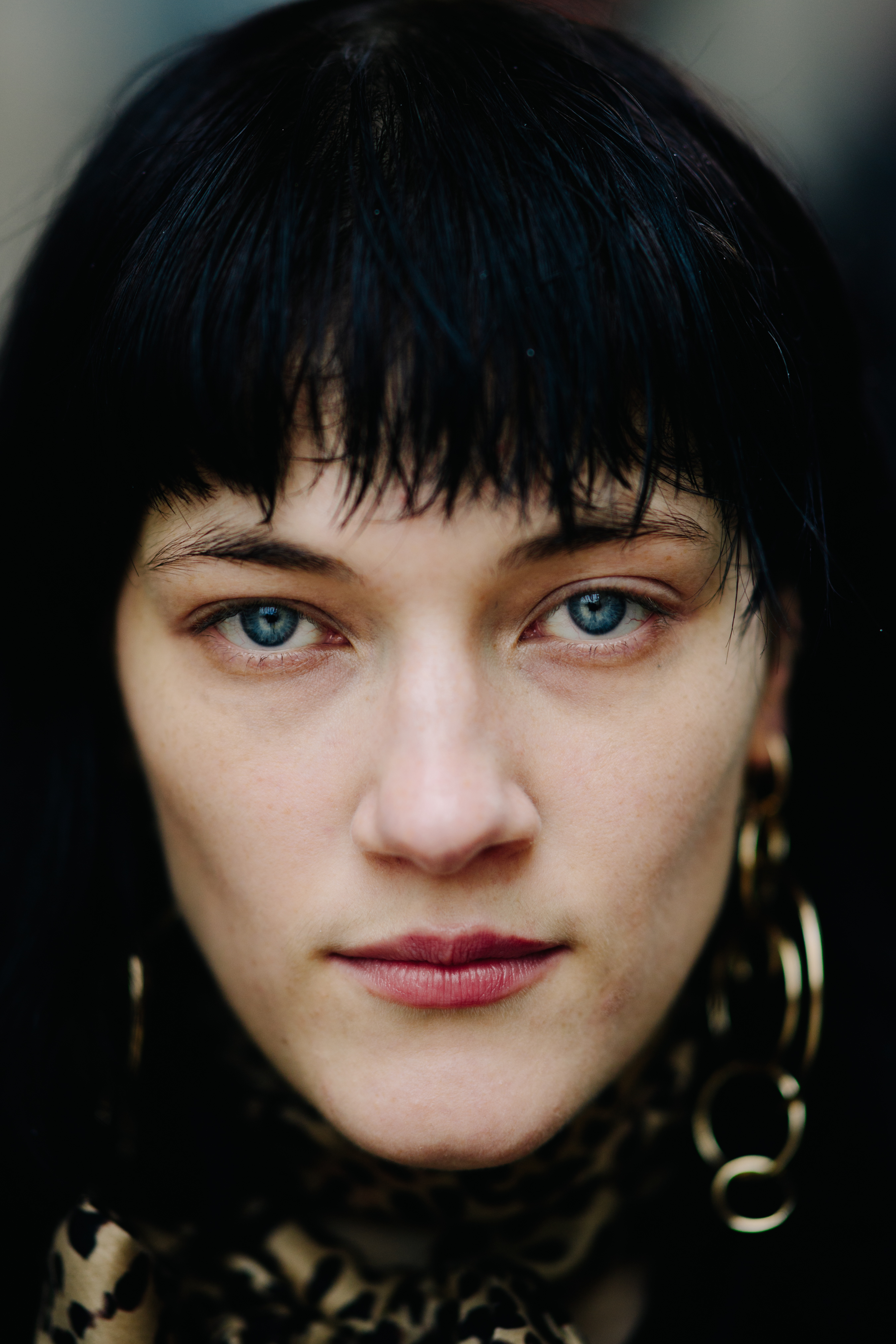 Portrait of a model with short dark hair