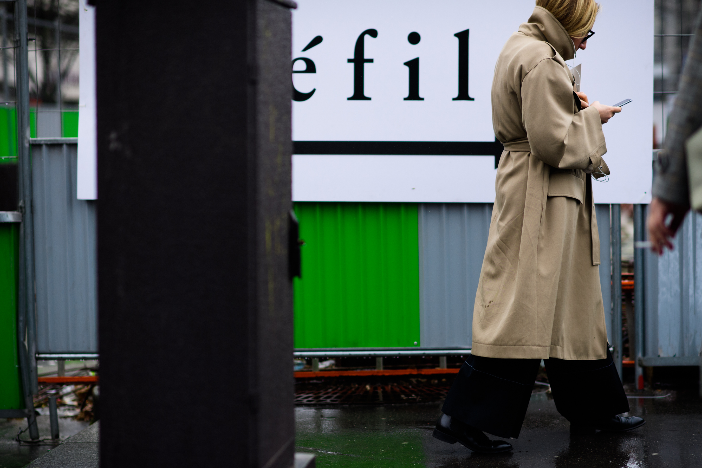 Woman wearing beige coat