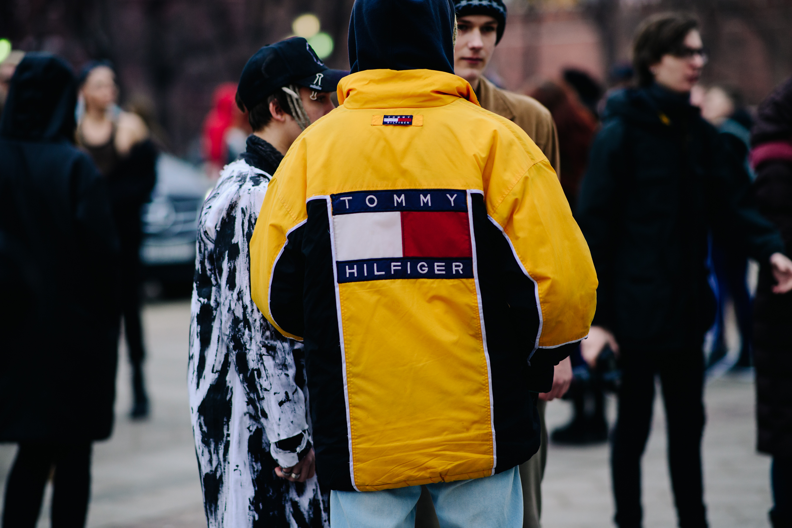 Man wearing Tommy Hilfiger coat