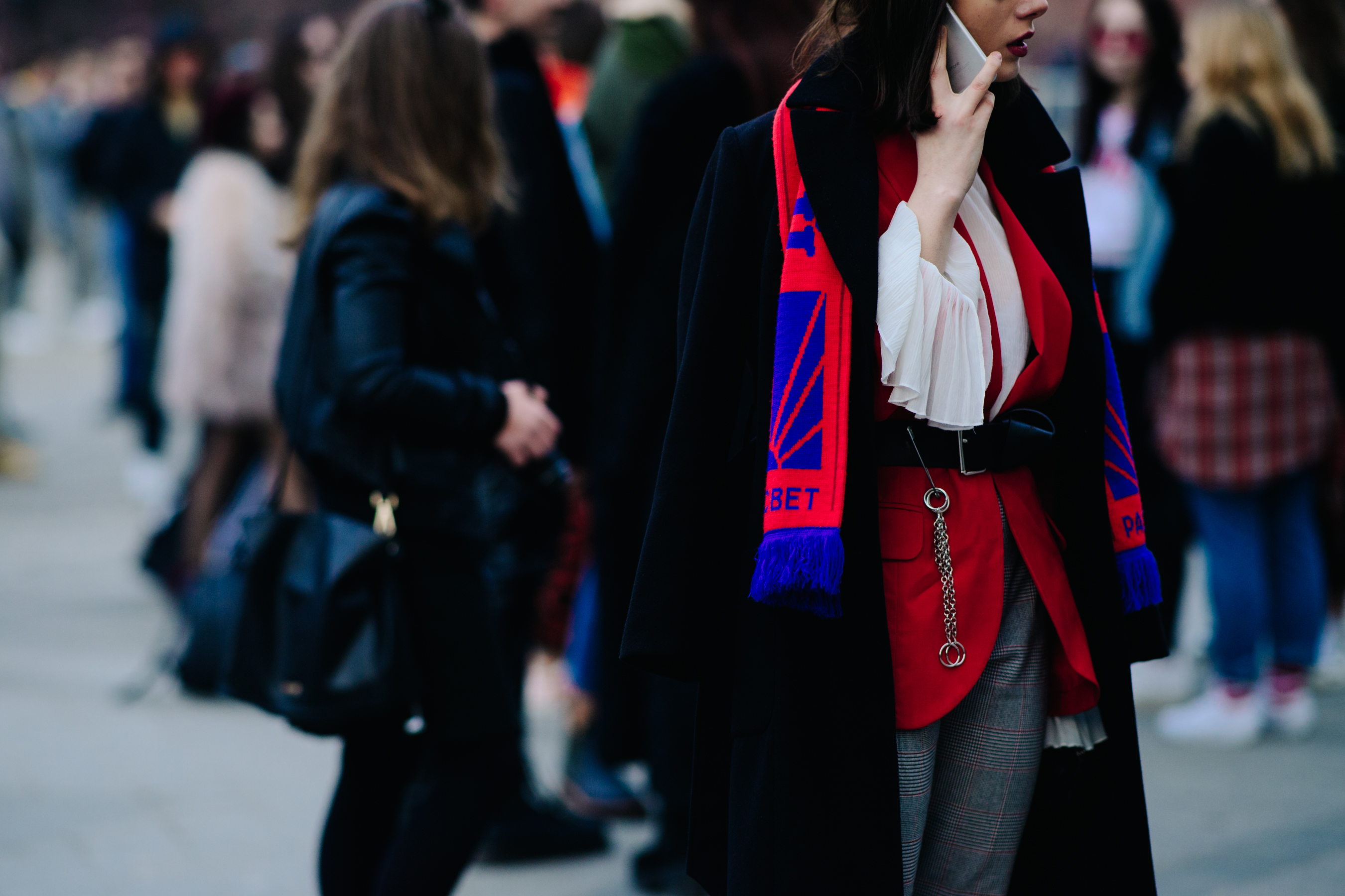 Russian girl wearing Gosha Rubchinskiy scarf
