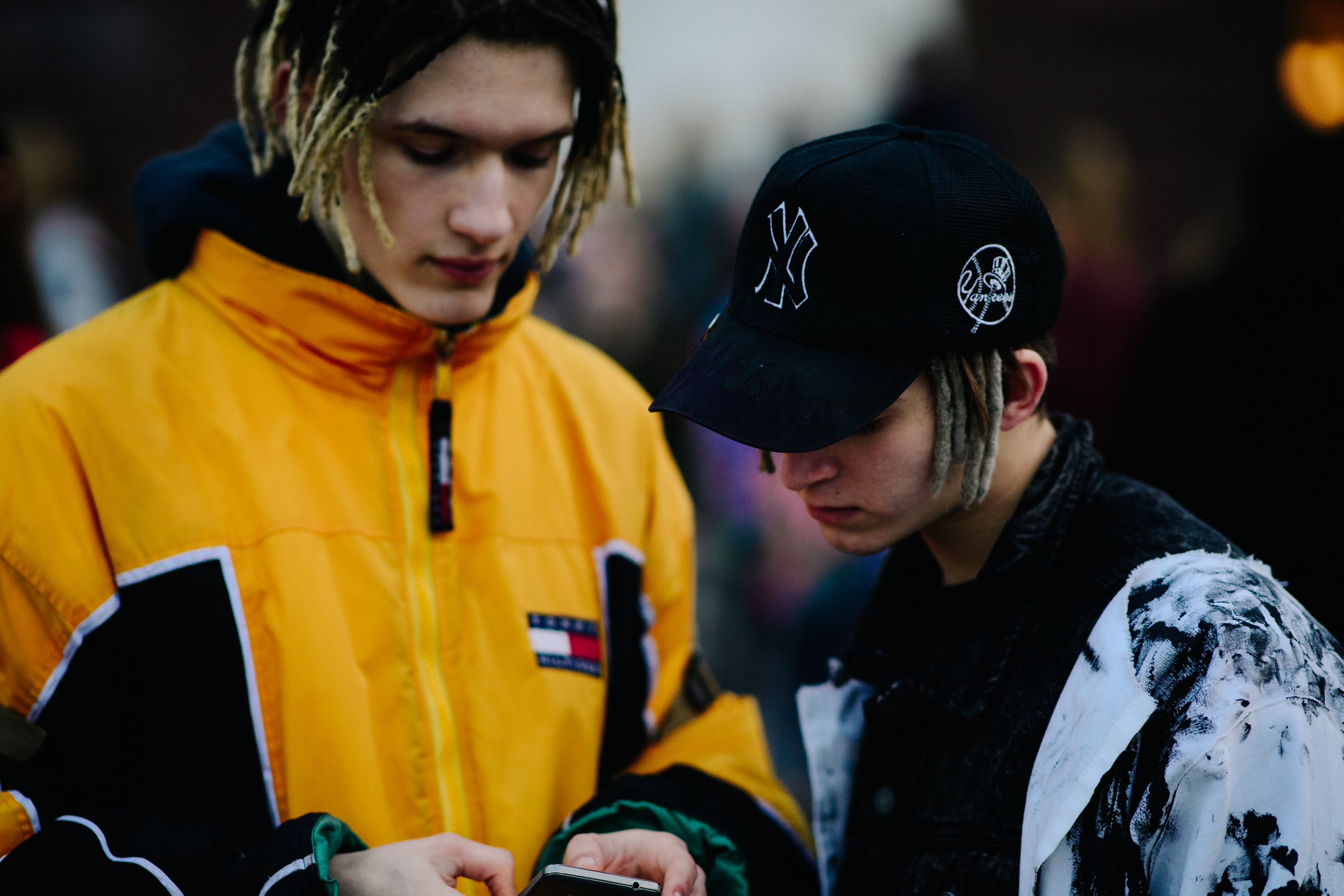 Boys with bleached dreadlocks