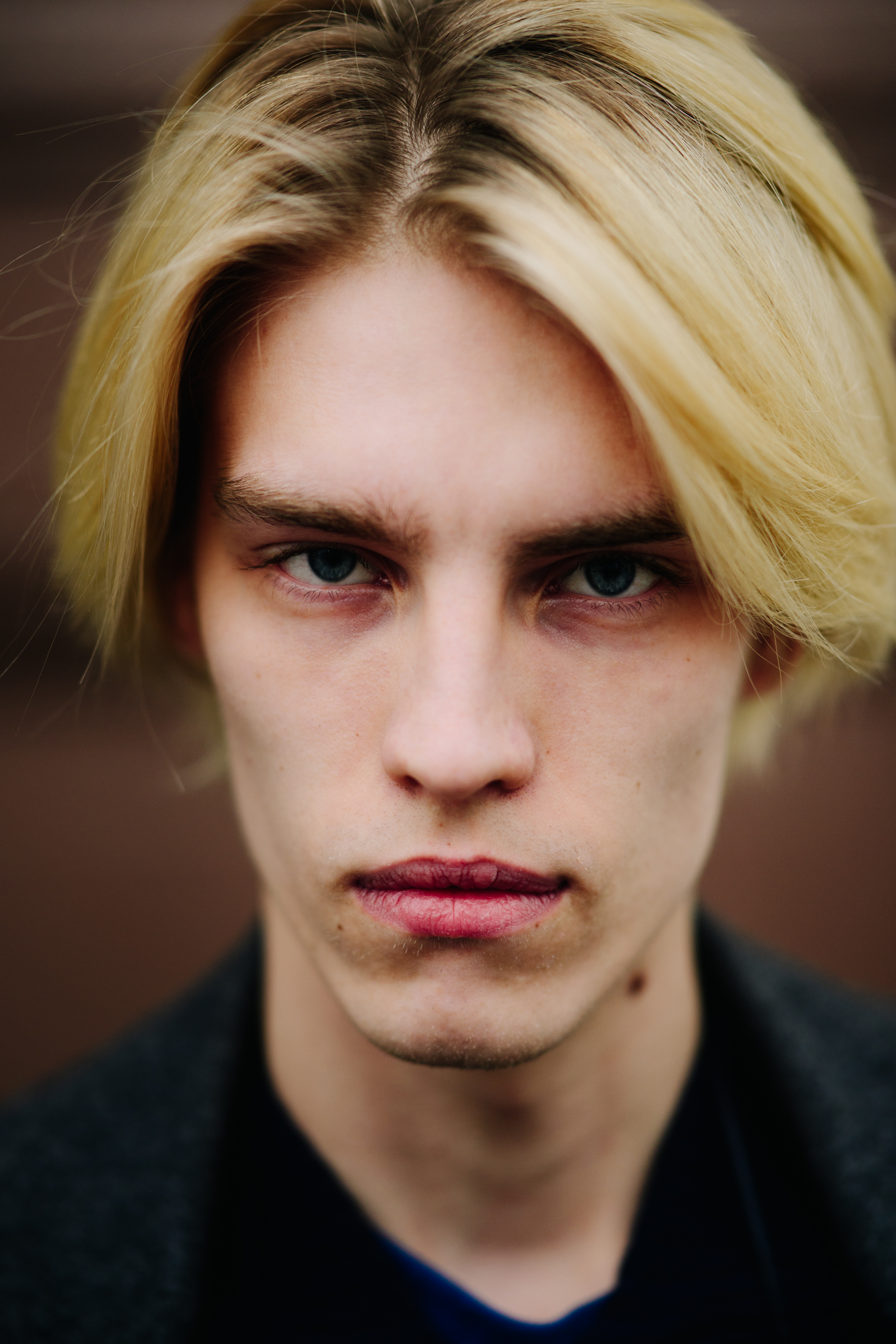 Portrait of a male model with blonde hair